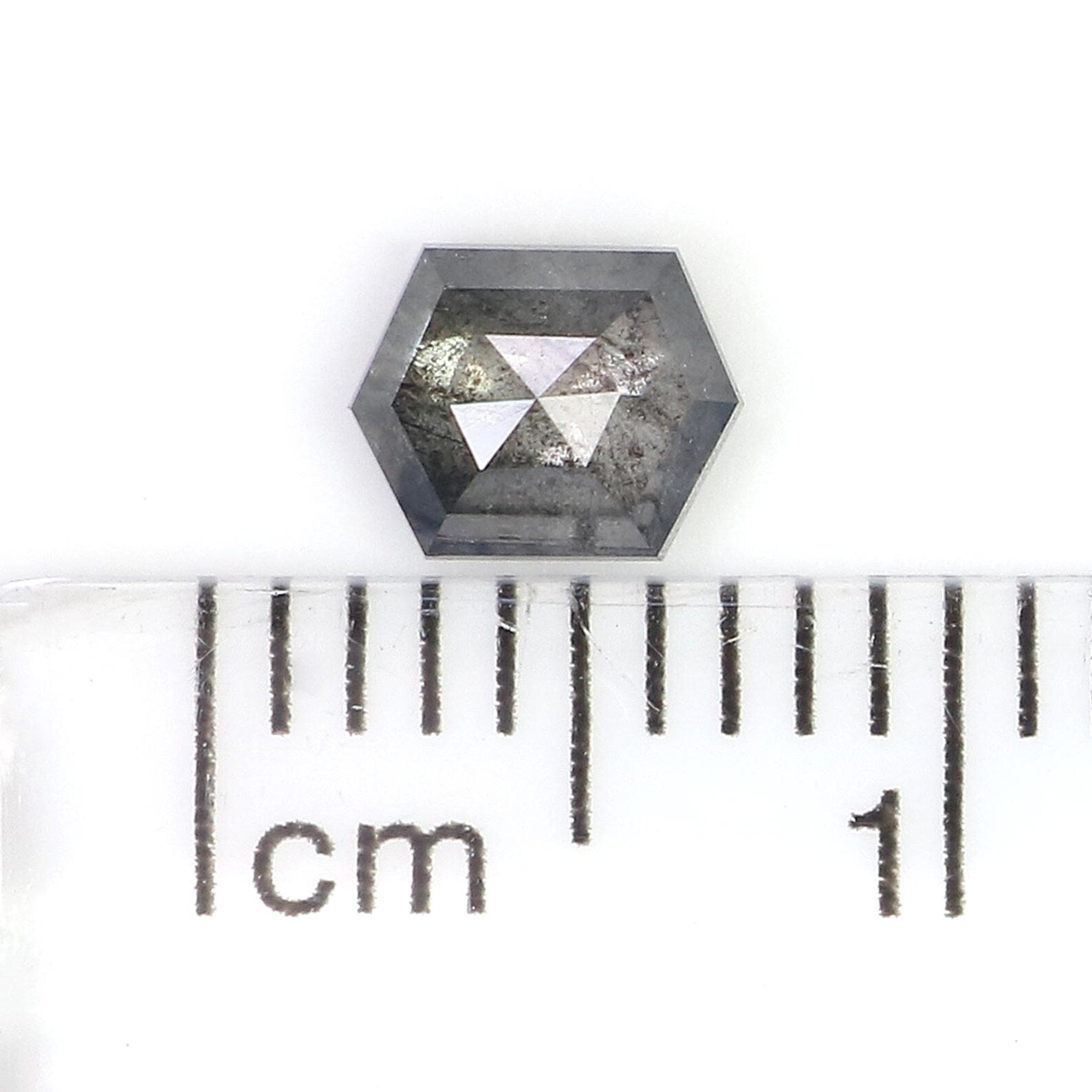 0.53 CT Natural Loose Hexagon Shape Diamond Salt And Pepper Hexagon Diamond 5.30 MM Natural Black Gray Color Hexagon Rose Cut Diamond NQ1598
