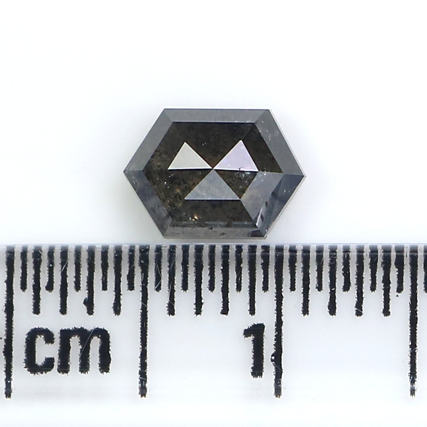 0.98 CT Natural Loose Hexagon Cut Diamond Salt And Pepper Hexagon Diamond 6.85 MM Natural Loose Black Grey Color Hexagon Cut Diamond QL2943