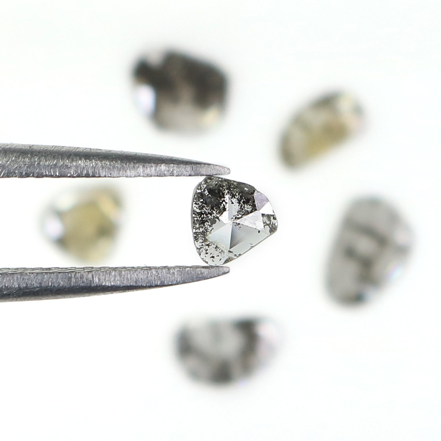 1.13 CT Natural Loose Slice Shape Diamond Salt And Pepper Slice Uncut Diamond 6.30 MM Natural Black Grey Diamond Irregular Cut Diamond L3512