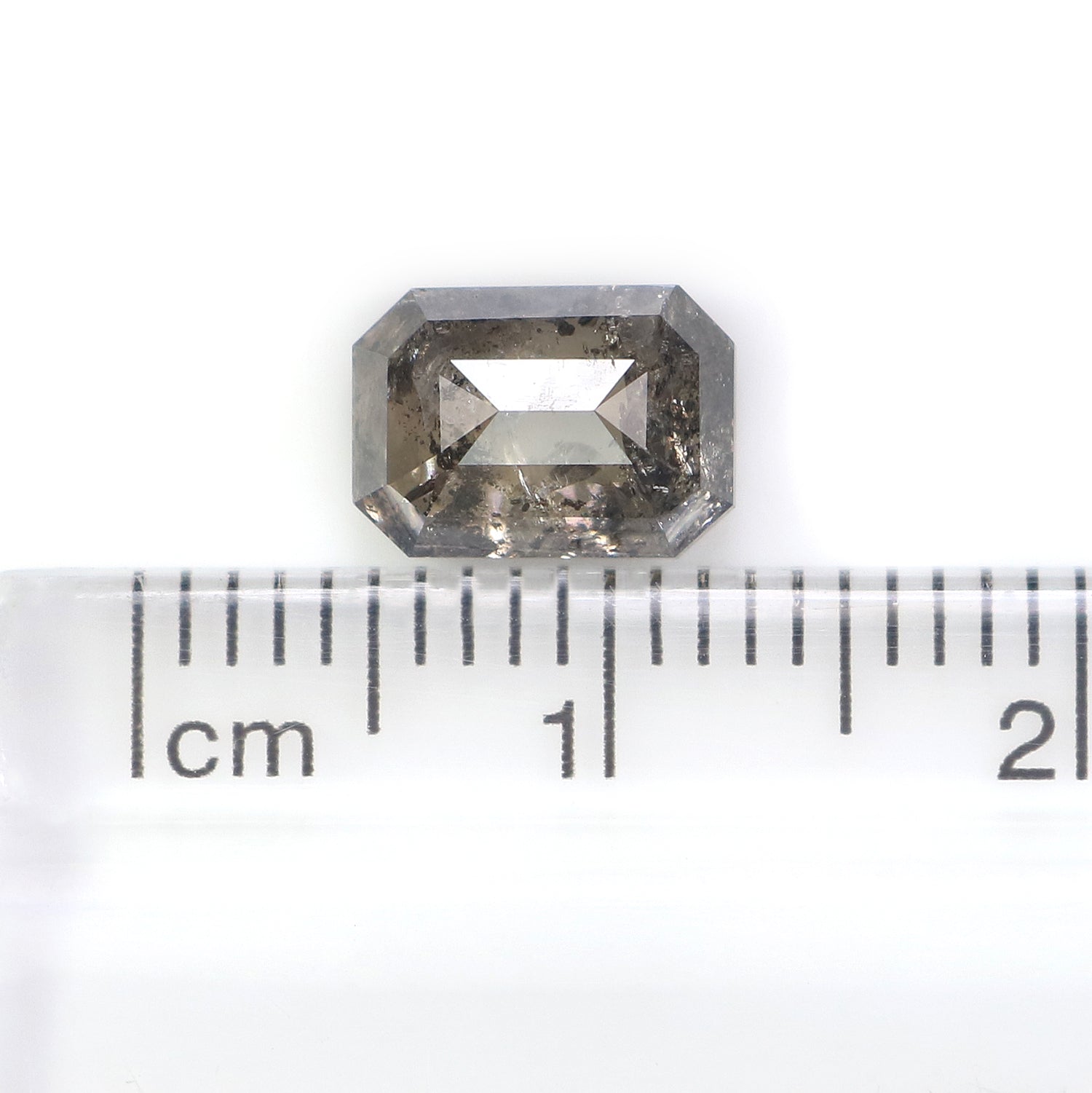 1.76 CT Natural Loose Emerald Shape Diamond Salt And Pepper Emerald Diamond 8.15 MM Natural Black Grey Color Emerald Rose Cut Diamond L3449