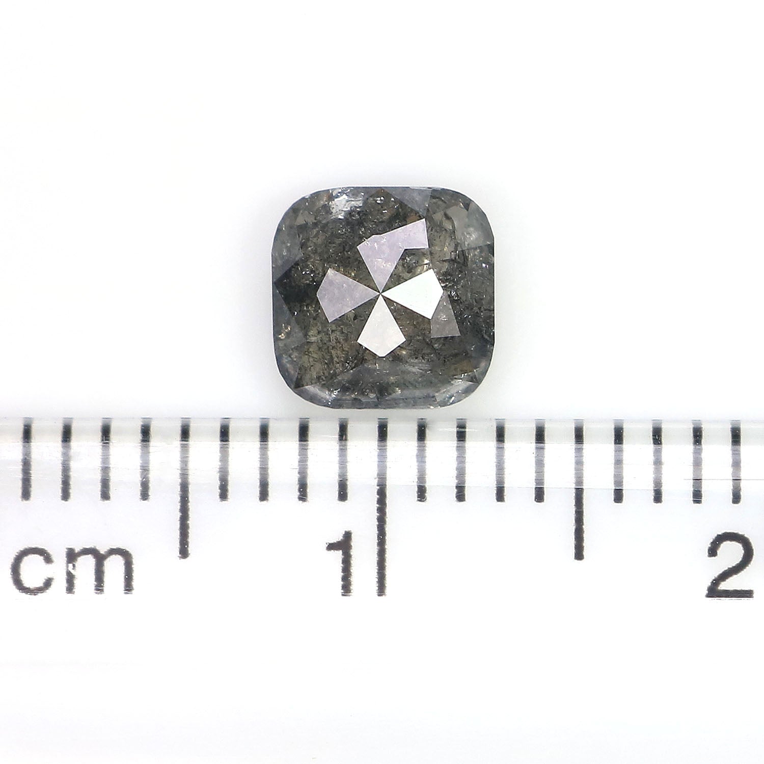 1.02 CT Natural Loose Cushion Shape Diamond Salt And Pepper Cushion Shape Diamond 5.65 MM Black Grey Color Cushion Rose Cut Diamond LQ1219