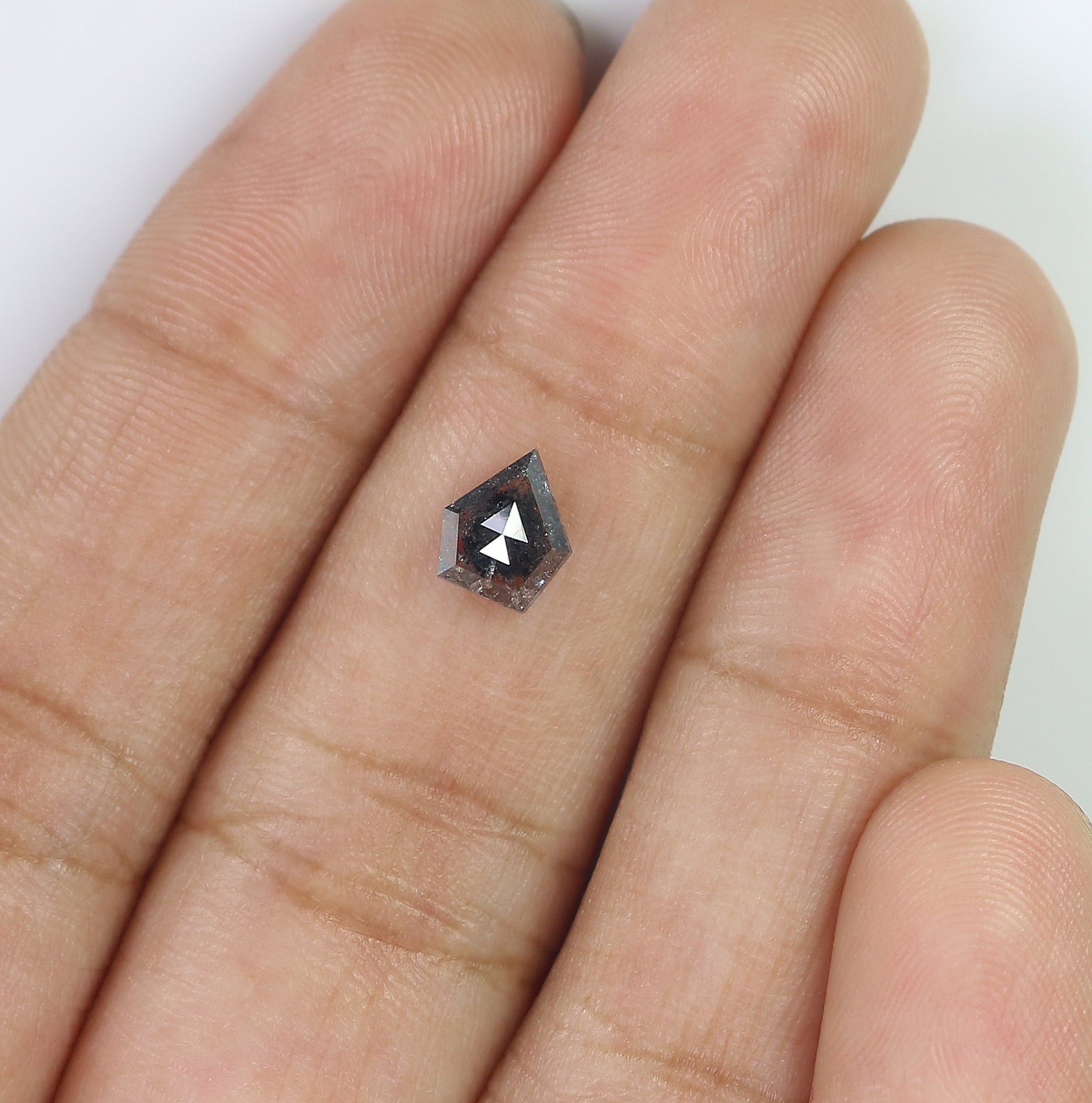 Natural Shield Salt and Pepper Diamond 0.80 CT Loose Rose Cut Black Grey Stone 6.60 MM Rustic Diamond For Custom Engagement Ring L3637