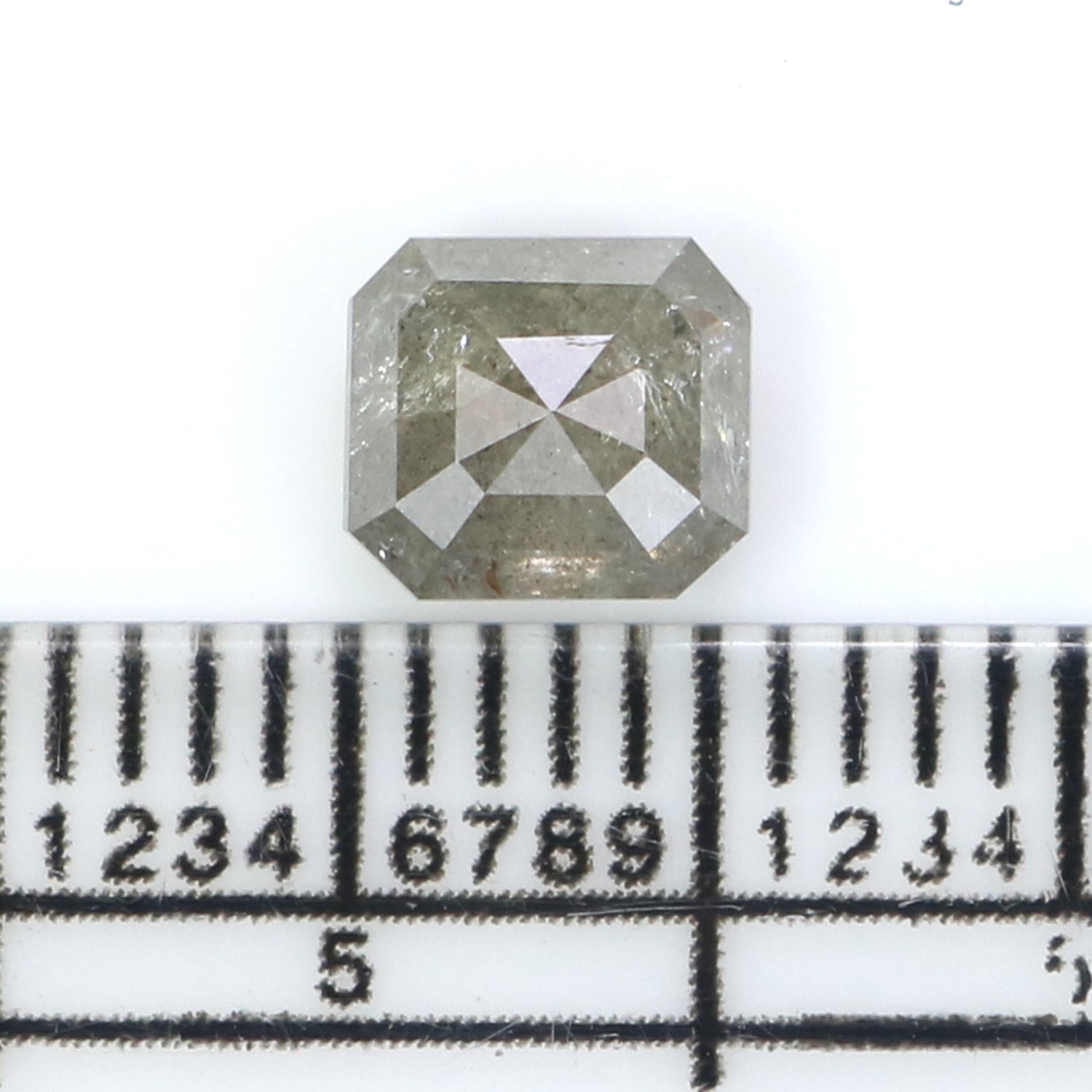 0.89 CT Natural Loose Emerald Shape Diamond Salt And Pepper Emerald Cut Diamond 5.70 MM Natural Black Grey Emerald Rose Cut Diamond KQ2676