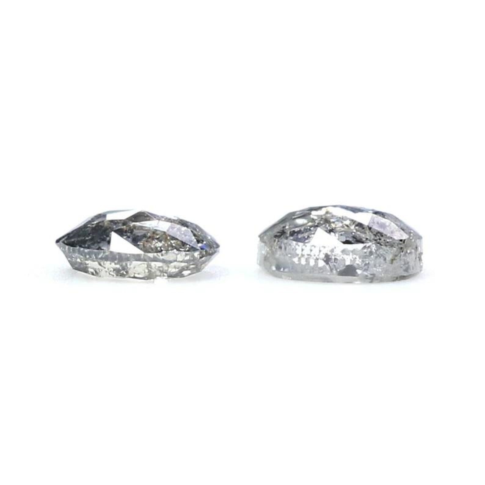 0.63 CT Natural Loose Oval Pair Diamond Salt And Pepper Oval Cut Diamond 4.75 MM Natural Loose Black Grey Color Oval Rose Cut Diamond NQ885