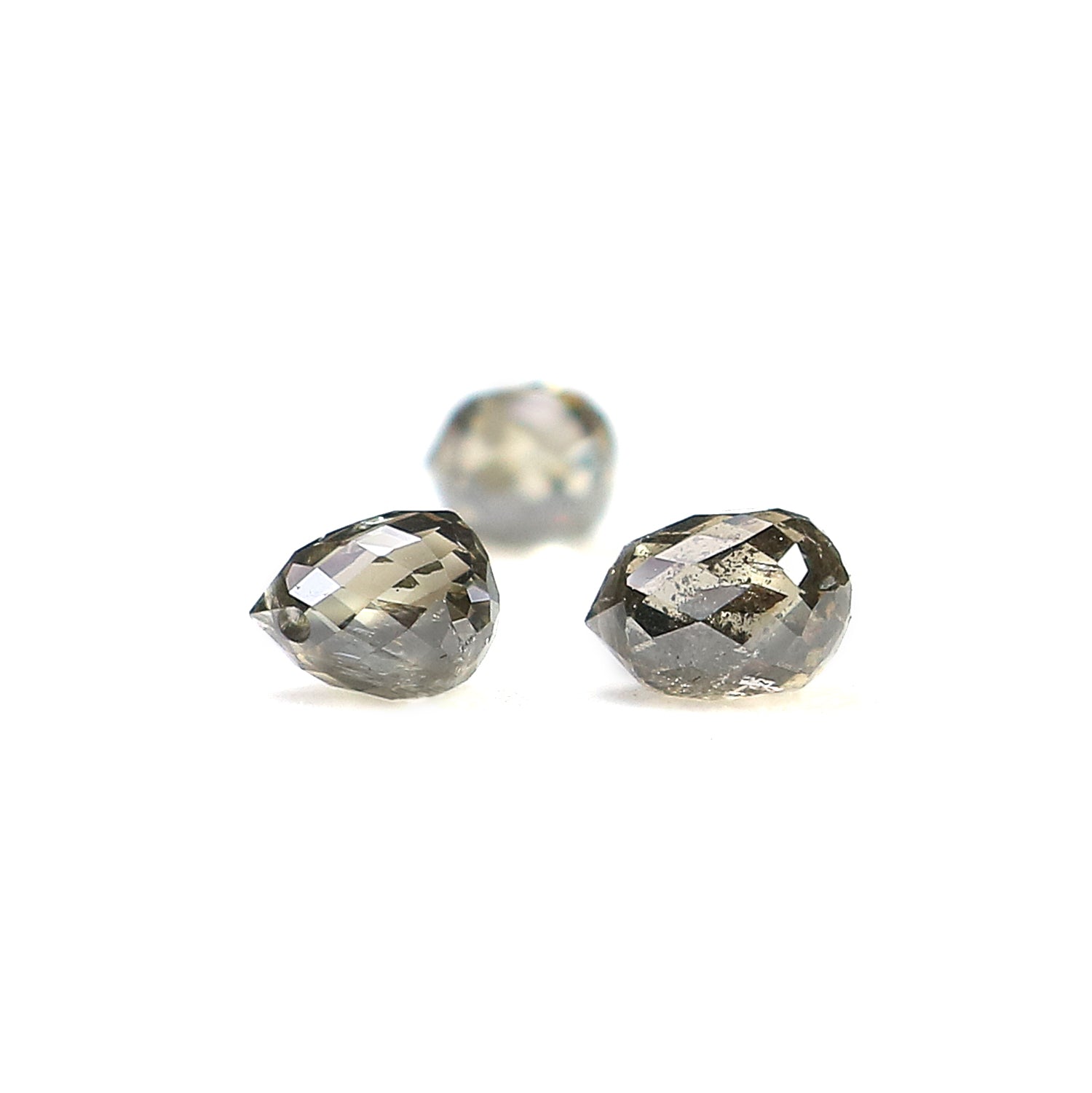 1.27 Ct Natural Loose Briolette Shape Diamond Green Color Drop Cut Diamond 3.80 MM Natural Green Color Briolette Rose Cut Diamond LQ9906
