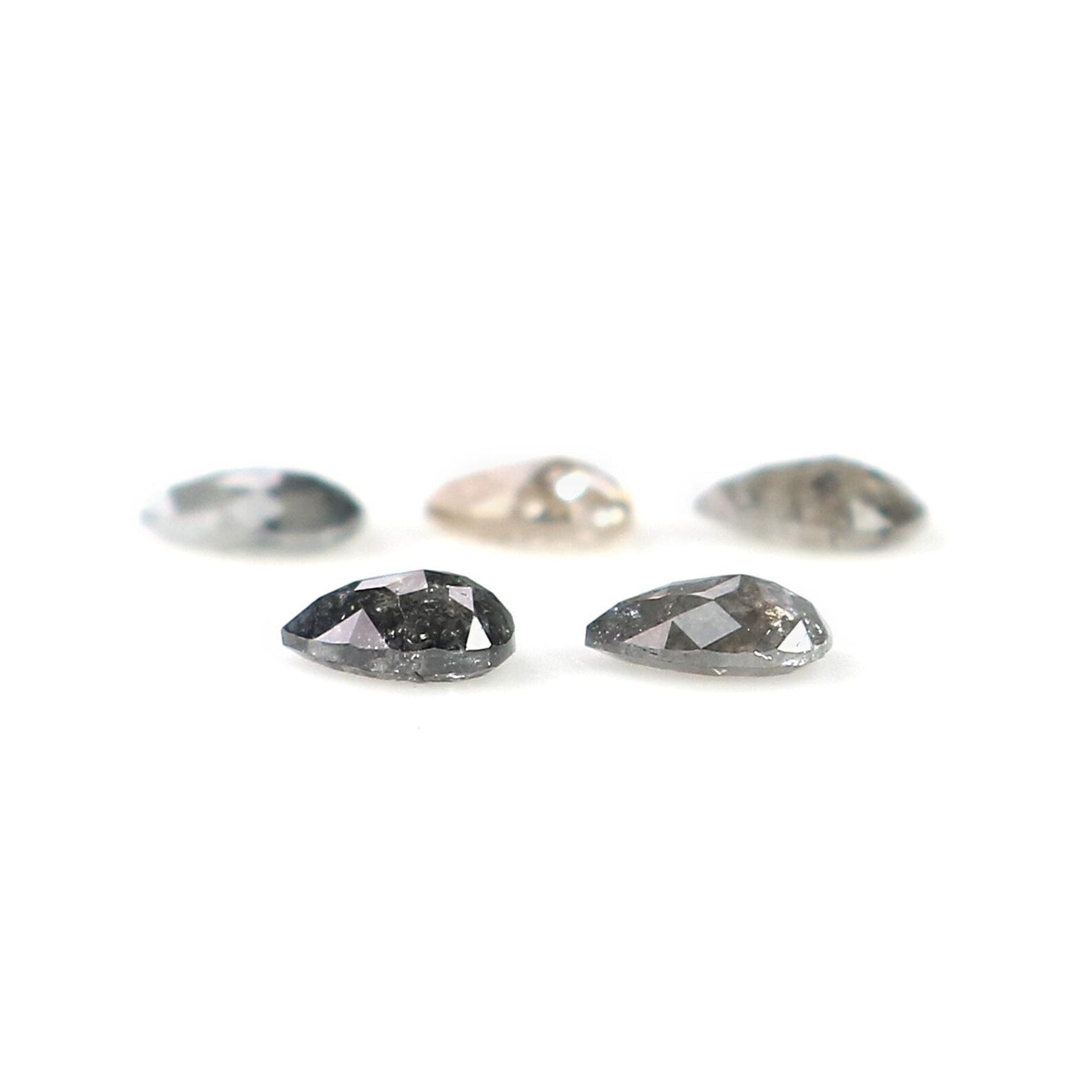 0.47 CT Natural Loose Pear Shape Diamond Salt And Pepper Pear Diamond 3.75 MM Natural Loose Black Grey Color Pear Rose Cut Diamond NQ2328