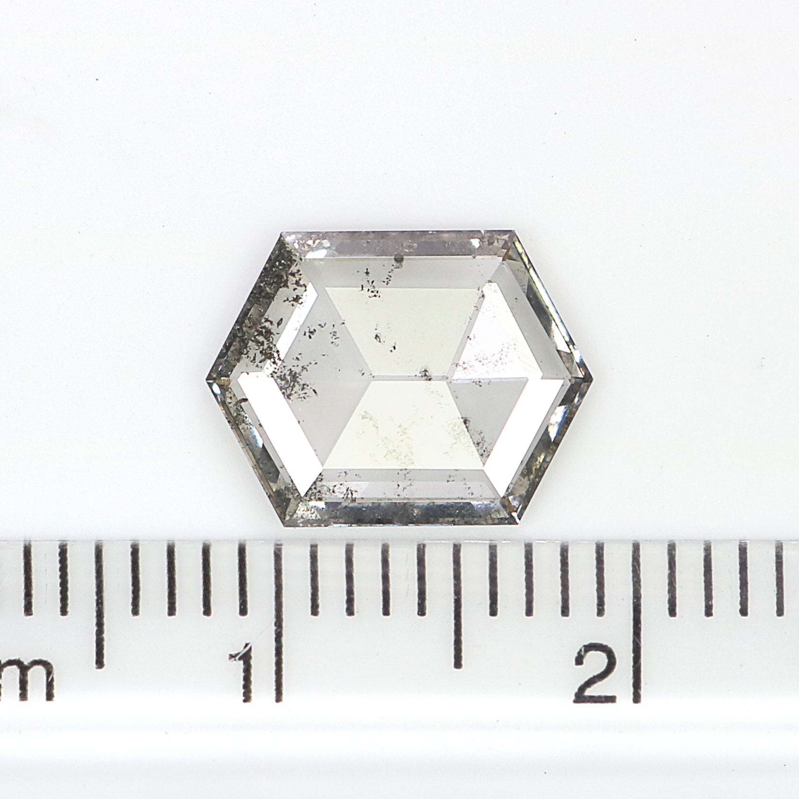 1.54 CT Hexagon Rose Cut Salt And Pepper Lab Grown 10.85 MM Loose Diamond CVD Fancy Black Grey Color Lab Created Antique Cut Diamonds N2641