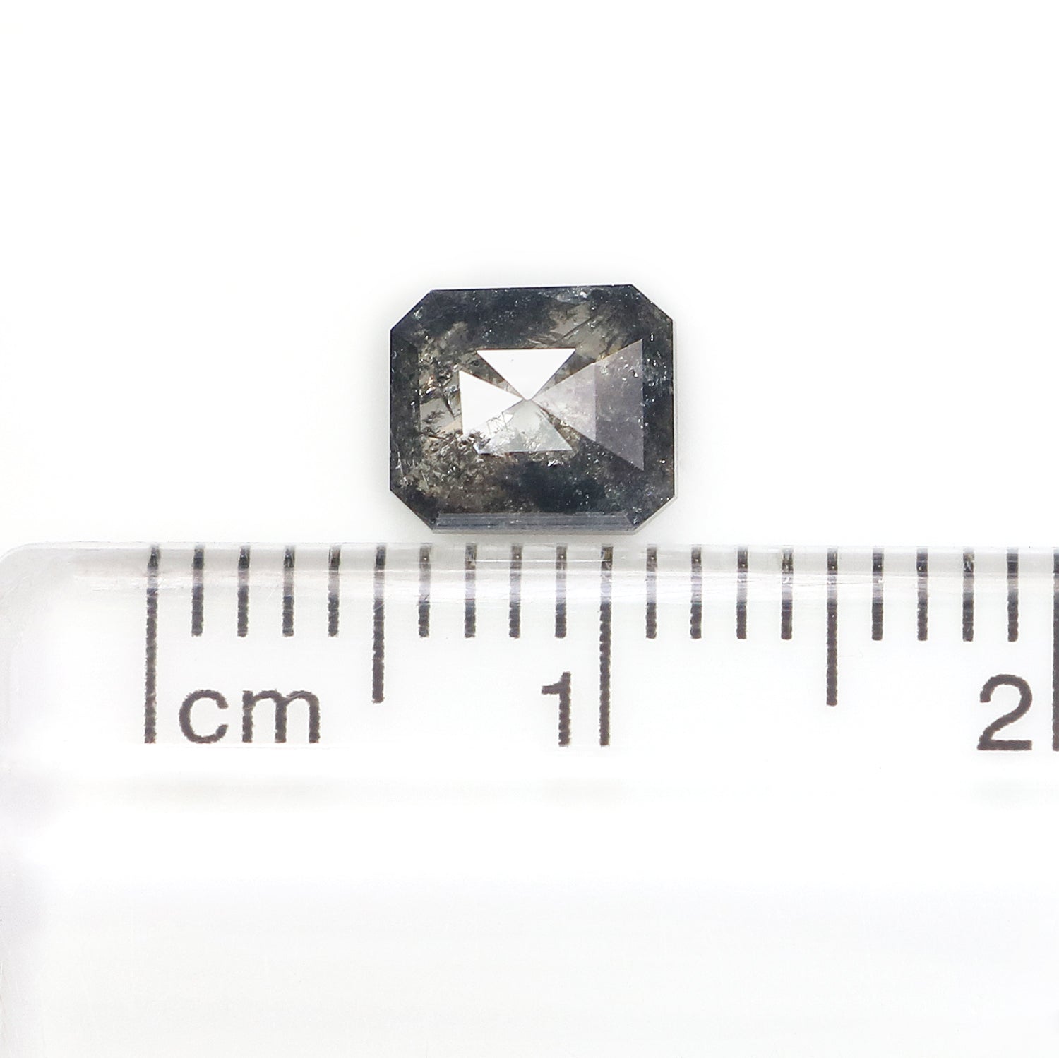 0.99 CT Natural Loose Emerald Shape Diamond Salt And Pepper Emerald Shape Diamond 6.40 MM Black Grey Color Emerald Rose Cut Diamond LQ1337