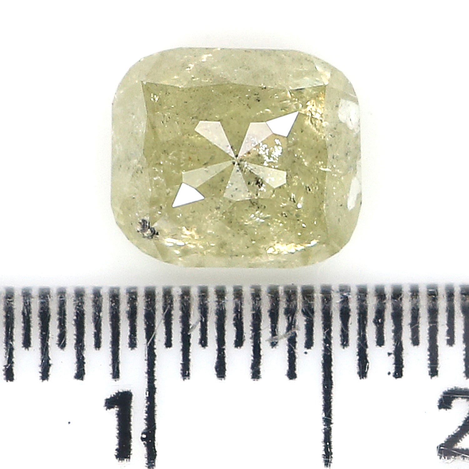 1.70 CT Natural Loose Cushion Shape Diamond Yellow Color Cushion Cut Diamond 7.10 MM Natural Grey Color Cushion Rose Cut Diamond QL7412