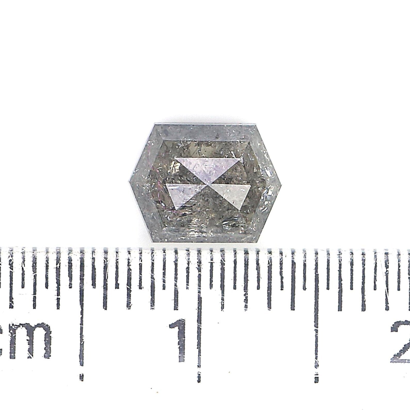 0.88 Ct Natural Loose Hexagon Shape Diamond Salt And Pepper Hexagon Diamond 6.55 MM Natural Diamond Black Grey Color Hexagon Diamond QN1460