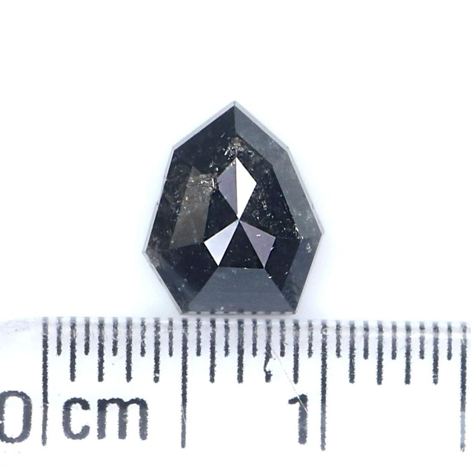 1.58 CT Natural Loose Shield Shape Diamond Salt And Pepper Shield Diamond 7.80 MM Natural Black Grey Color Shield Rose Cut Diamond NQ8244
