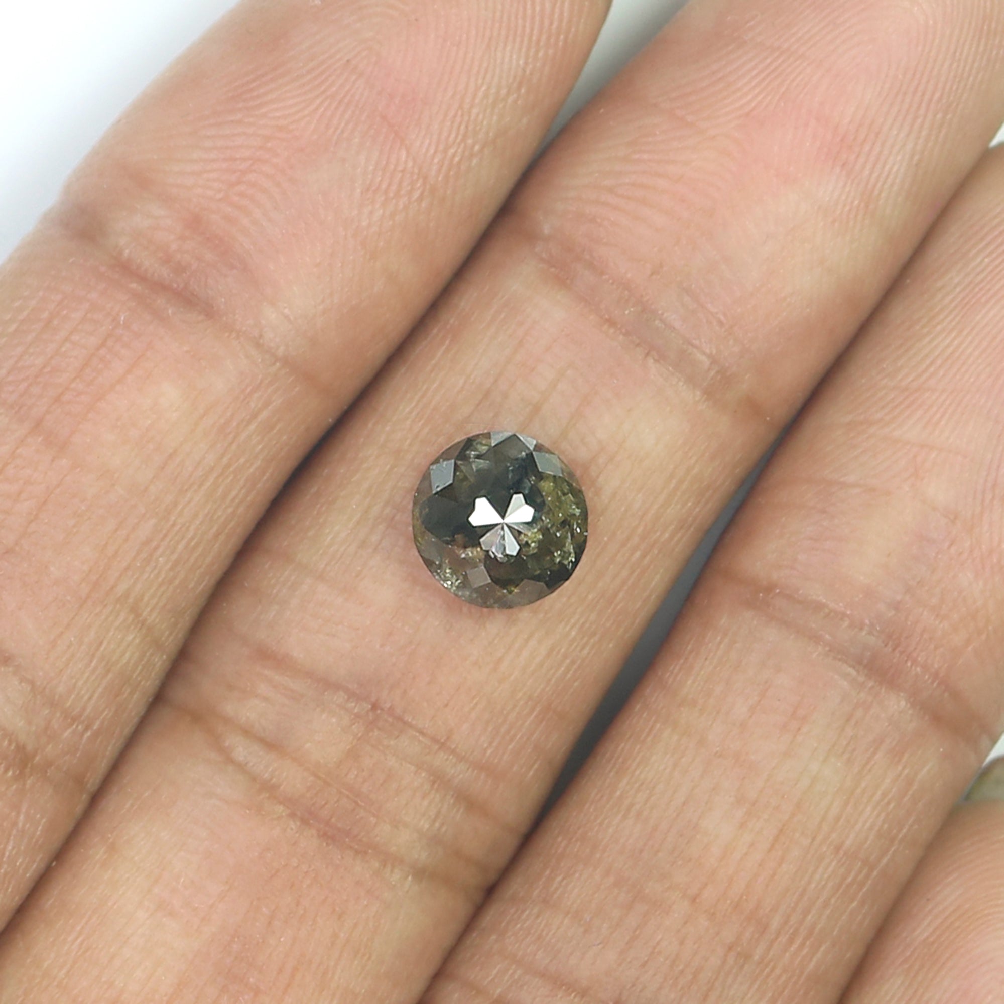 Natural Round Black Color Diamond 1.51 CT Loose Round Rose Cut Brown Color Stone 7.23 MM Rustic Diamond For Custom Engagement Ring L3685