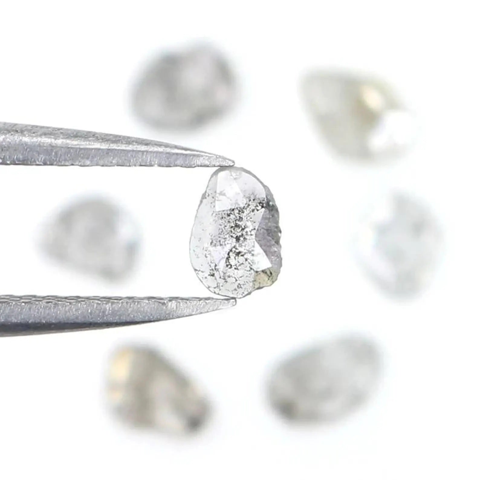 0.74 CT Natural Loose Slice Shape Diamond Salt And Pepper Slice Diamond 4.10 MM Natural Loose Black Grey Color Slice Rose Cut Diamond NQ2138