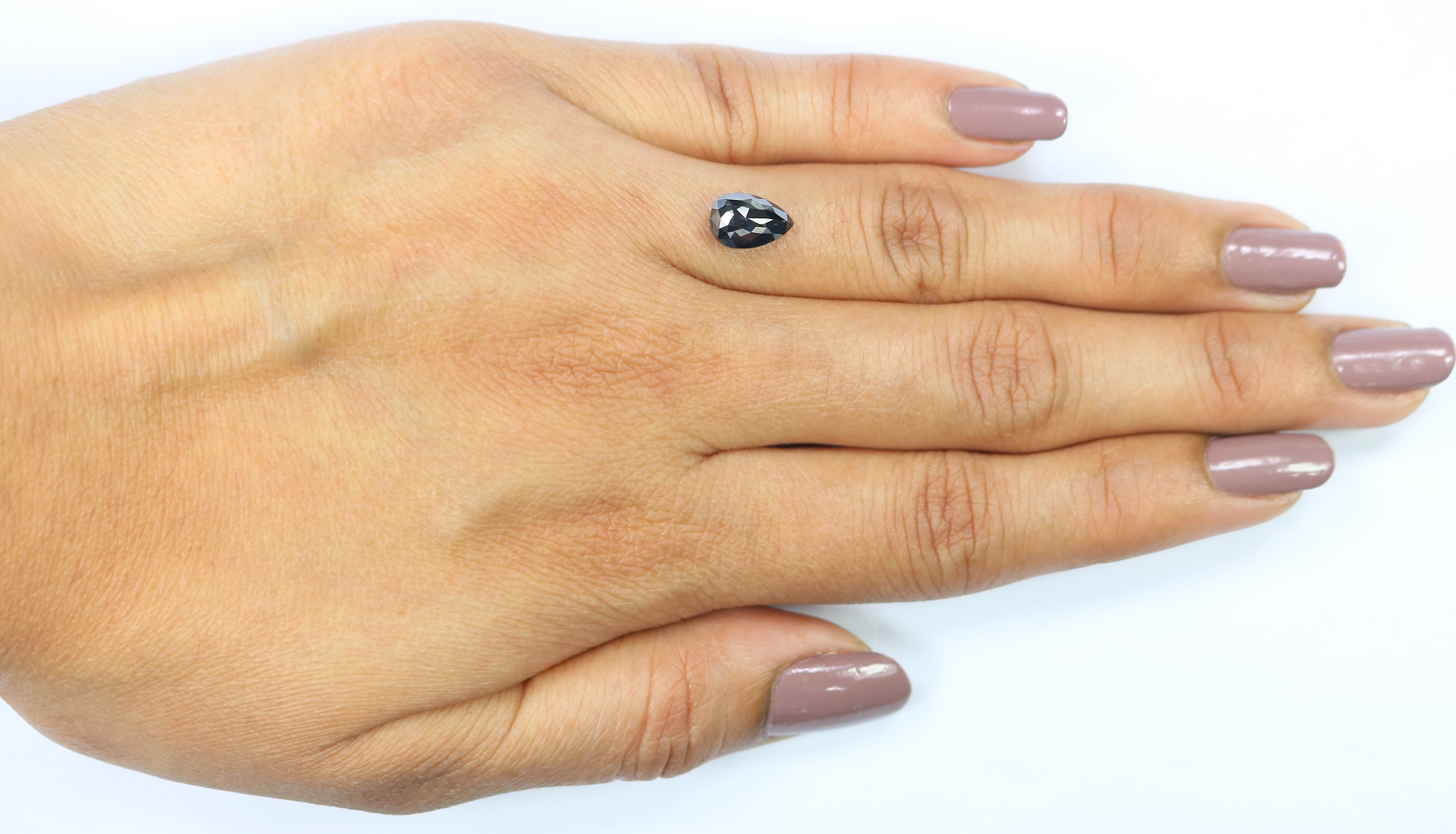 1.56 CT Natural Loose Pear Shape Diamond Black Color Pear Cut Diamond 8.60 MM Natural Loose Diamond Black Color Pear Rose Cut Diamond LC13