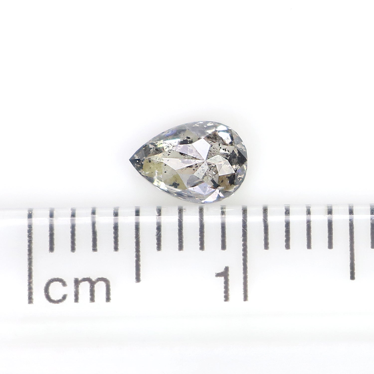 0.38 CT Natural Loose Pear Shape Diamond Salt And Pepper Pear Rose Cut Diamond 5.55 MM Black Grey Color Pear Shape Rose Cut Diamond LQ1961