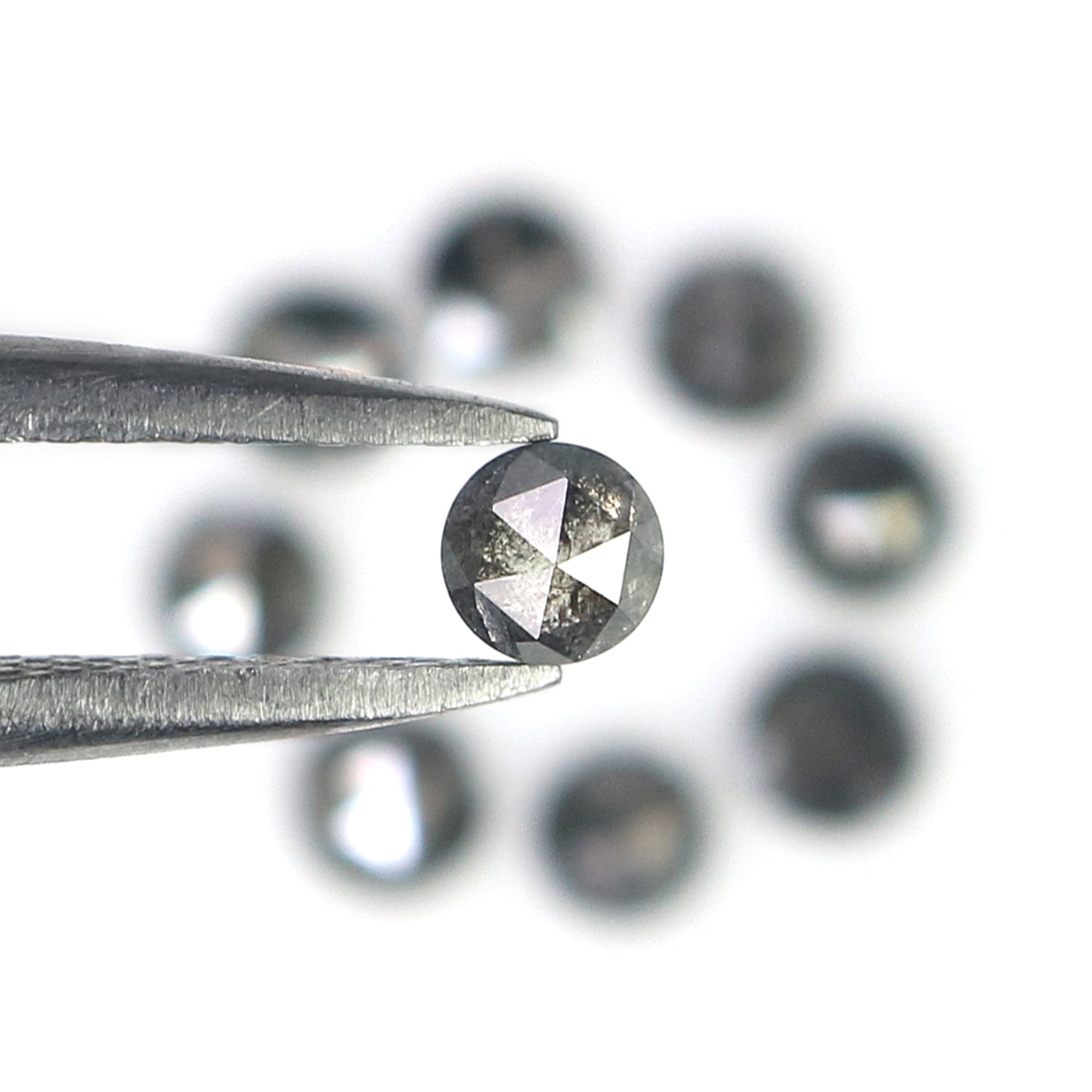 1.06 Ct Natural Loose Round Rose Cut Diamond Salt And Pepper Round Diamond 2.95 MM Natural Black Grey Color Round Rose Cut Diamond KR2670