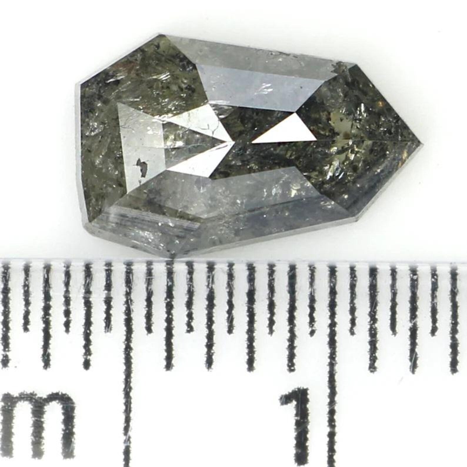 1.15 CT Natural Loose Shield Shape Diamond Salt And Pepper Shield Diamond 8.50 MM Natural Black Grey Color Shield Rose Cut Diamond NQ1586