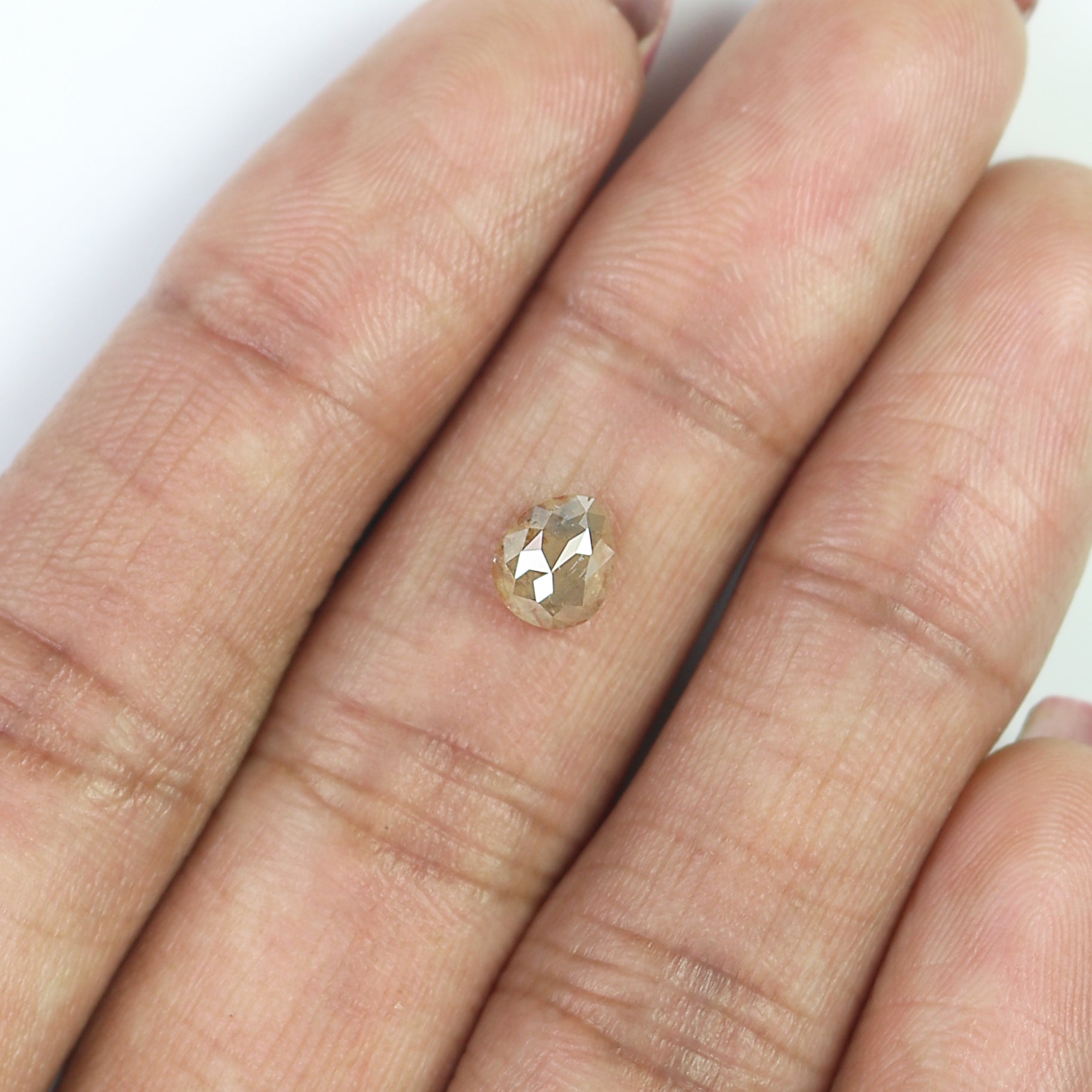 Natural Pear Diamond 0.91 CT Loose Rose Cut Brown Stone 6.30 MM Rustic Diamond For Custom Engagement Ring L3627