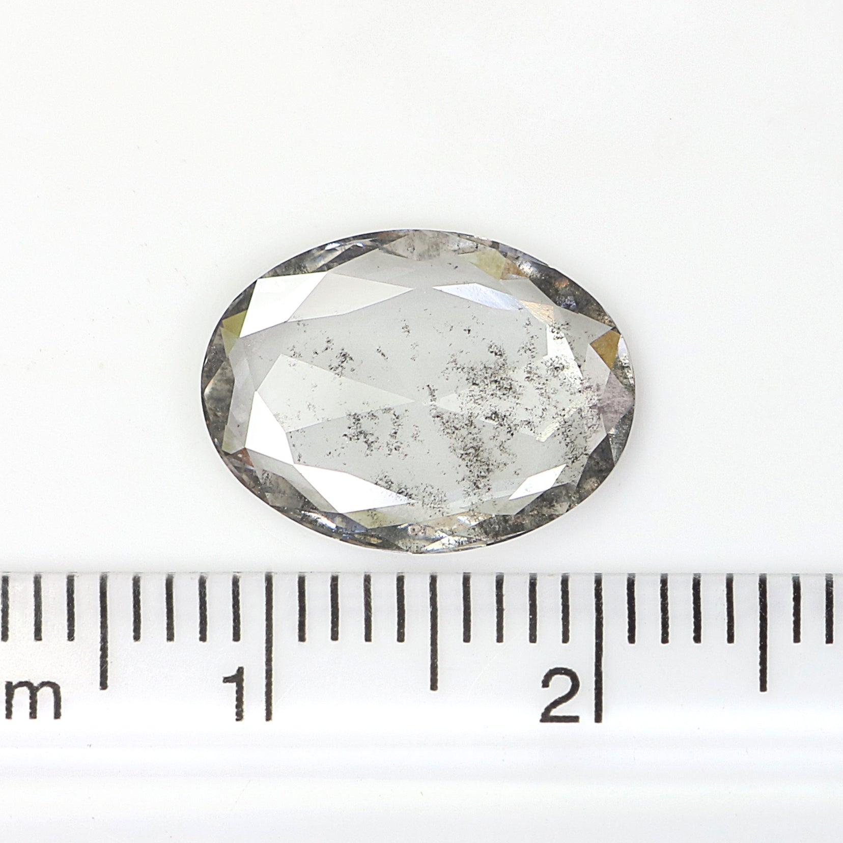2.40 CT Oval Rose Cut Salt And Pepper Lab Grown 13.20 MM Loose Diamond CVD Fancy Black Grey Color Lab Created Antique Shape Diamonds L3520