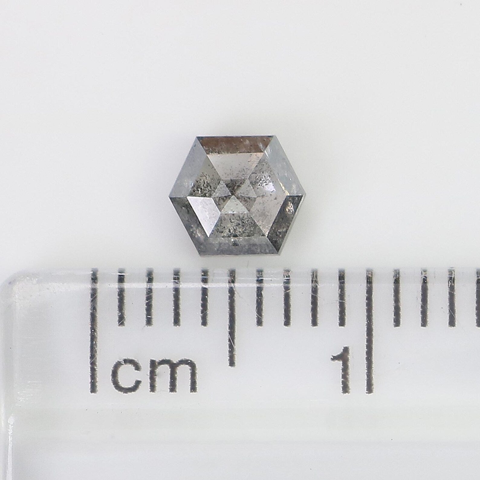 0.43 Ct Natural Loose Hexagon Shape Diamond Salt And Pepper Hexagon Diamond 5.00 MM Natural Black Grey Color Hexagon Rose Cut Diamond QN601