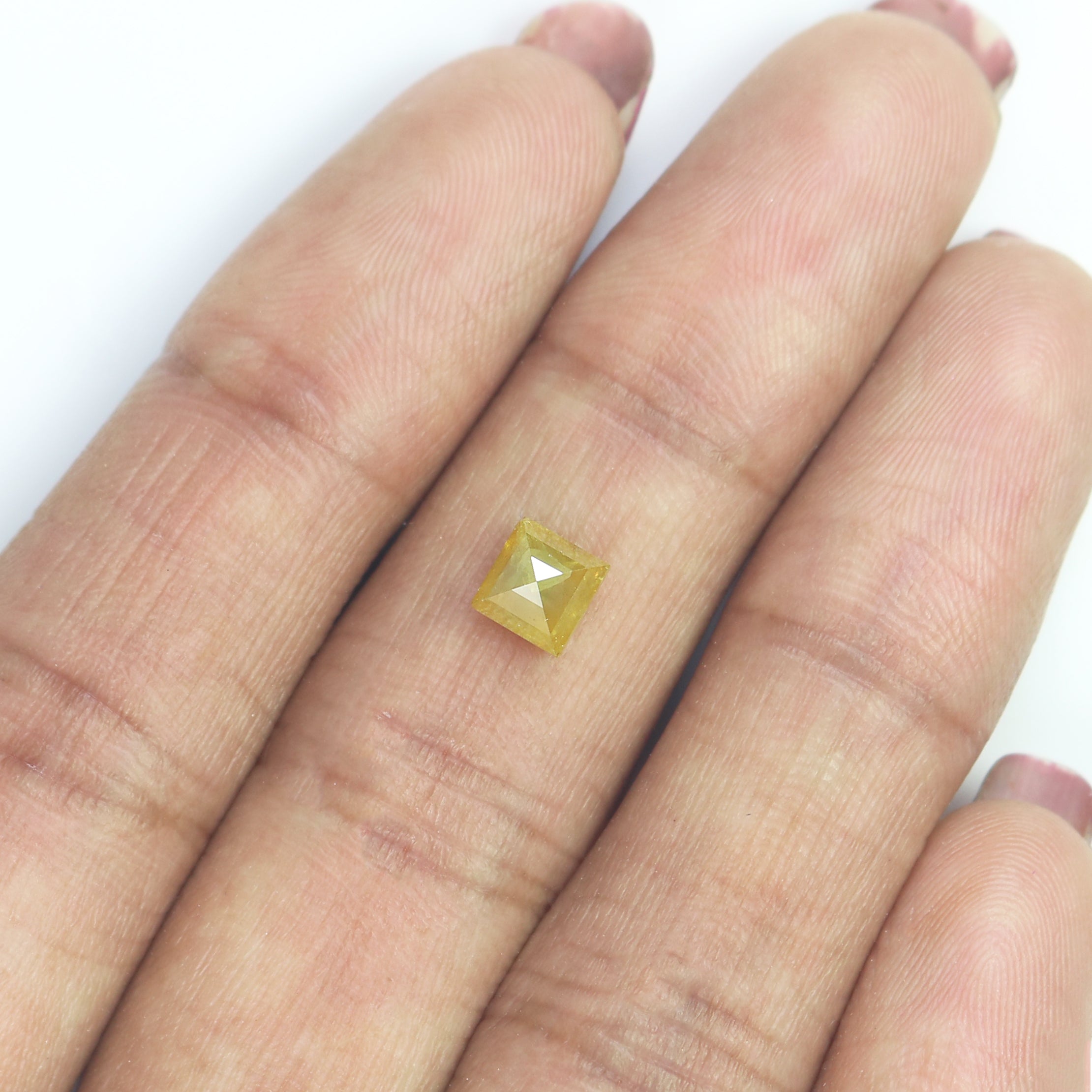 Natural Square Yellow Diamond 1.08 CT Loose Rose Cut Yellow Stone 5.00 MM Rustic Diamond Square Diamond For Custom Engagement Ring L3638