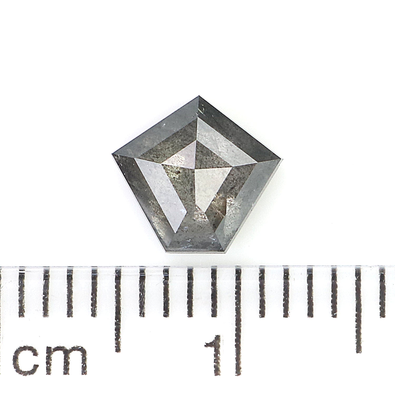 0.92 Ct Natural Loose Pentagon Shape Diamond Salt And Pepper Pentagon Cut Diamond 6.60 MM Black Gray Color Pentagon Rose Cut Diamond QL438