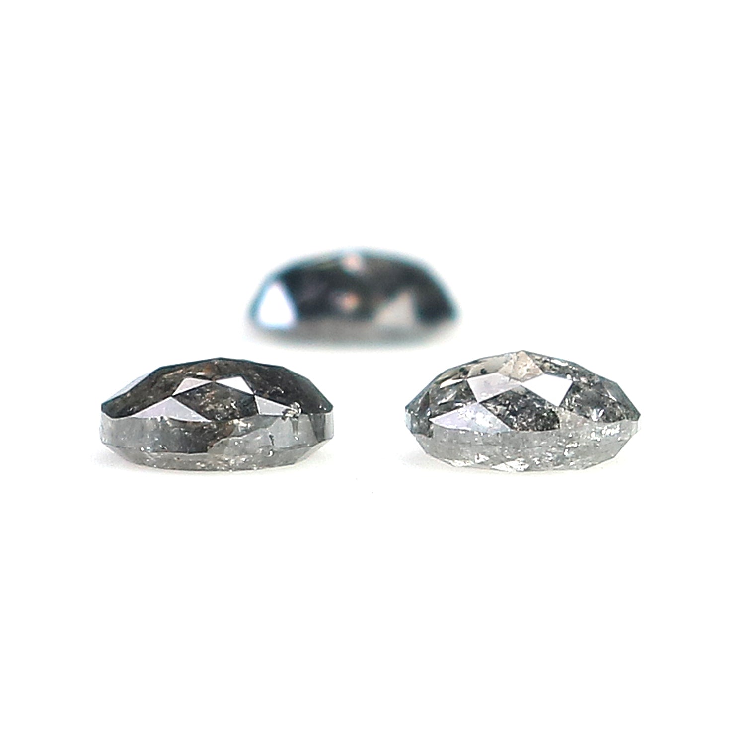 0.73 CT Natural Loose Oval Shape Diamond Salt And Pepper Oval Cut Diamond 4.25 MM Natural Black Grey Color Oval Rose Cut Diamond LQ2776