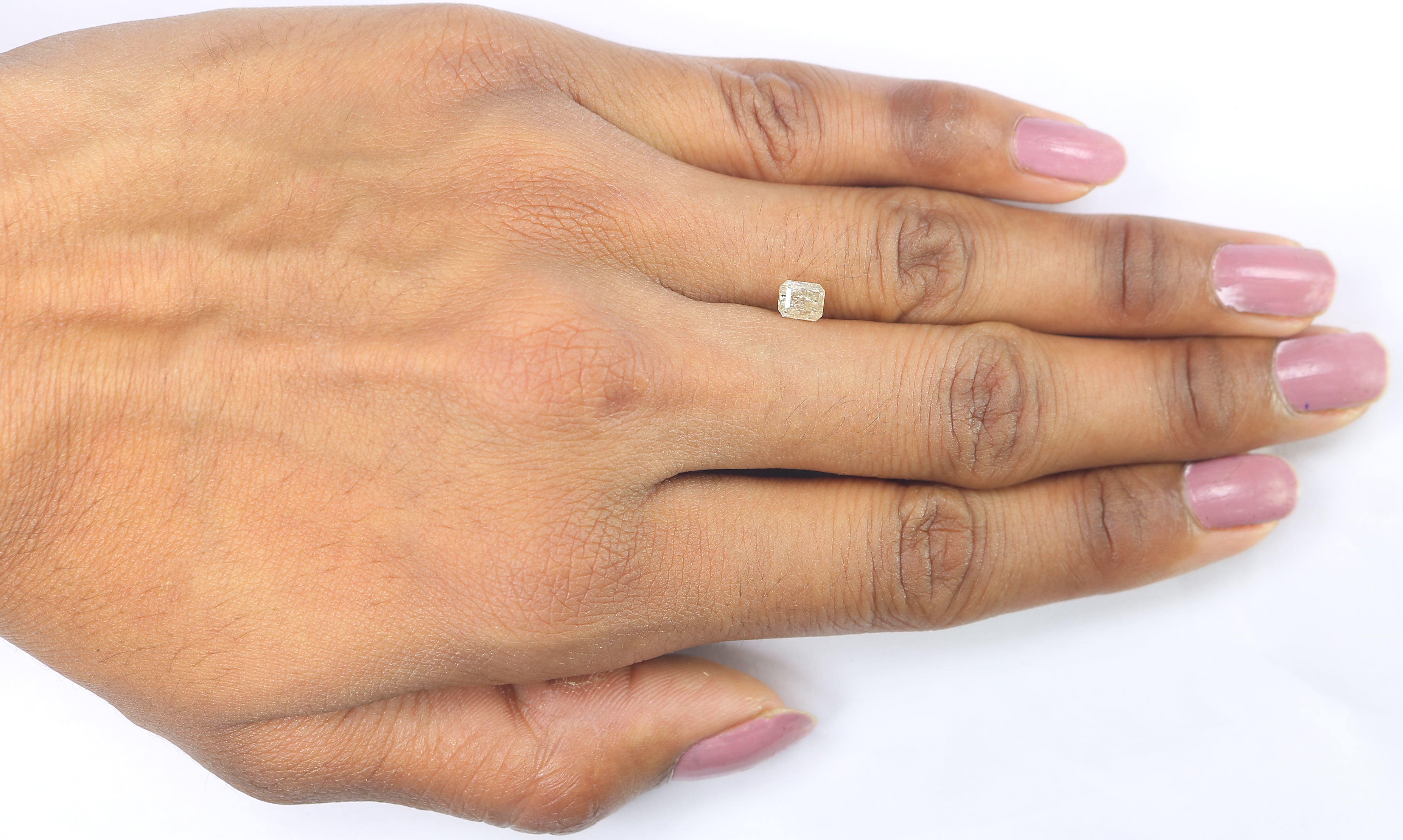 0.69 CT Natural Loose Emerald Shape Diamond Grey Color Emerald Diamond 4.90 MM Natural Yellow Color Emerald Brilliant Cut Diamond QLB5966