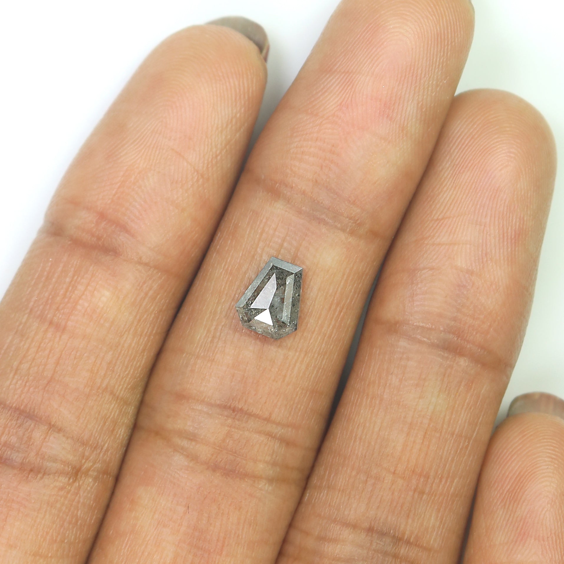 Natural Coffin Salt and Pepper Diamond 0.97 CT Loose Rose Cut Black Grey Color Stone 6.70 MM Rustic Diamond For Custom Engagement Ring L3677