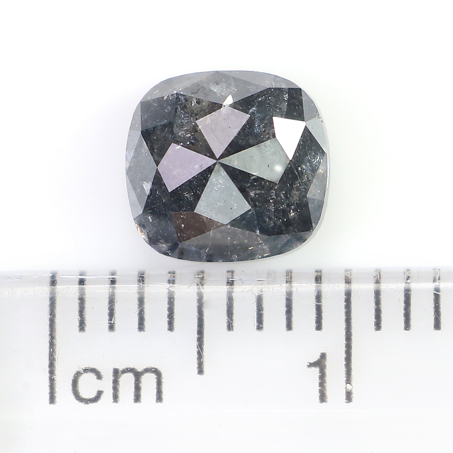 1.74 CT Natural Loose Cushion Shape Diamond Salt And Pepper Cushion Shape Diamond 6.95 MM Black Grey Color Cushion Rose Cut Diamond QL461