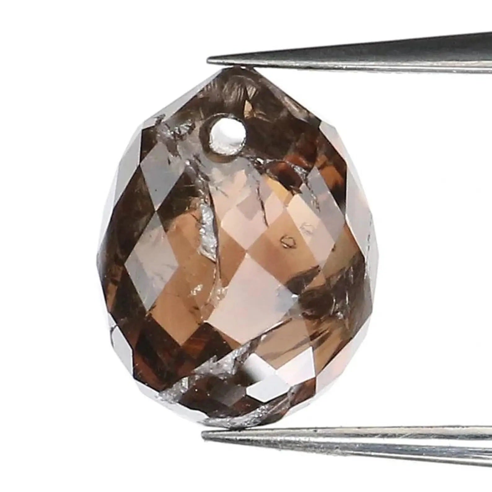 1.18 Ct Natural Loose Briolette Shape Diamond Brown Color Drop Diamond 6.15 MM Natural Loose Brown Color Briolette Rose Cut Diamond NQ469