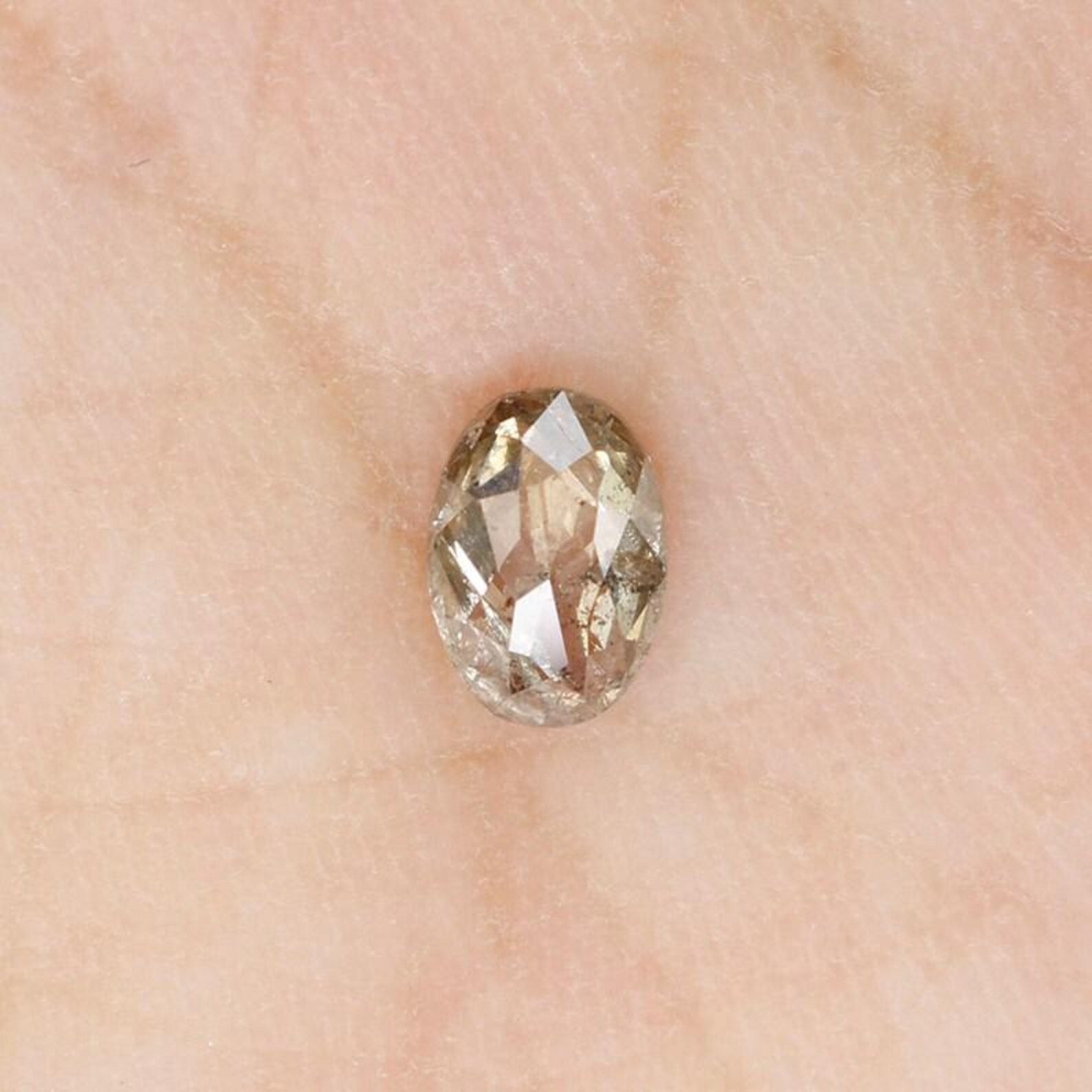 0.34 Ct Natural Loose Oval Shape Diamond Salt And Pepper Oval Cut Diamond 5.35 MM Natural Black Grey Color Oval Rose Cut Diamond NQ1043