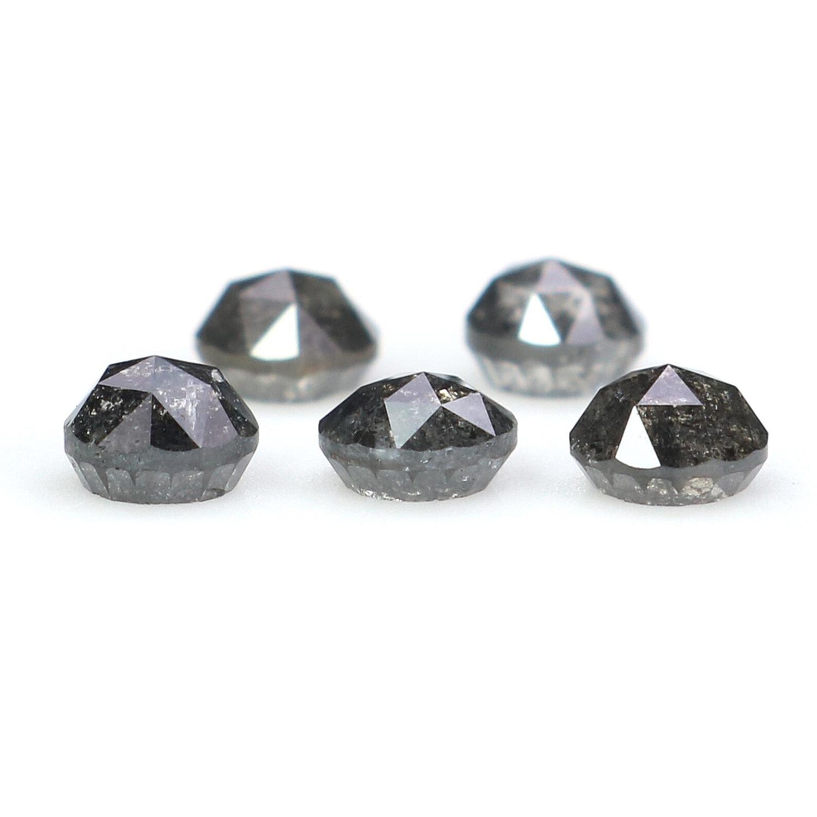 1.14 Ct Natural Loose Round Rose Cut Diamond Salt And Pepper Round Diamond 3.30 MM Natural Black Grey Color Round Rose Cut Diamond NQ2314