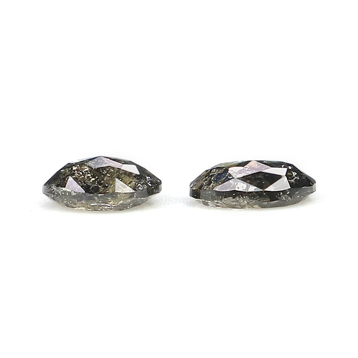 0.54 CT Natural Loose Oval Cut Pair Diamond Salt And Pepper Oval Shape Diamond 4.65 MM Natural Loose Black Grey Oval Rose Cut Diamond KQ2321