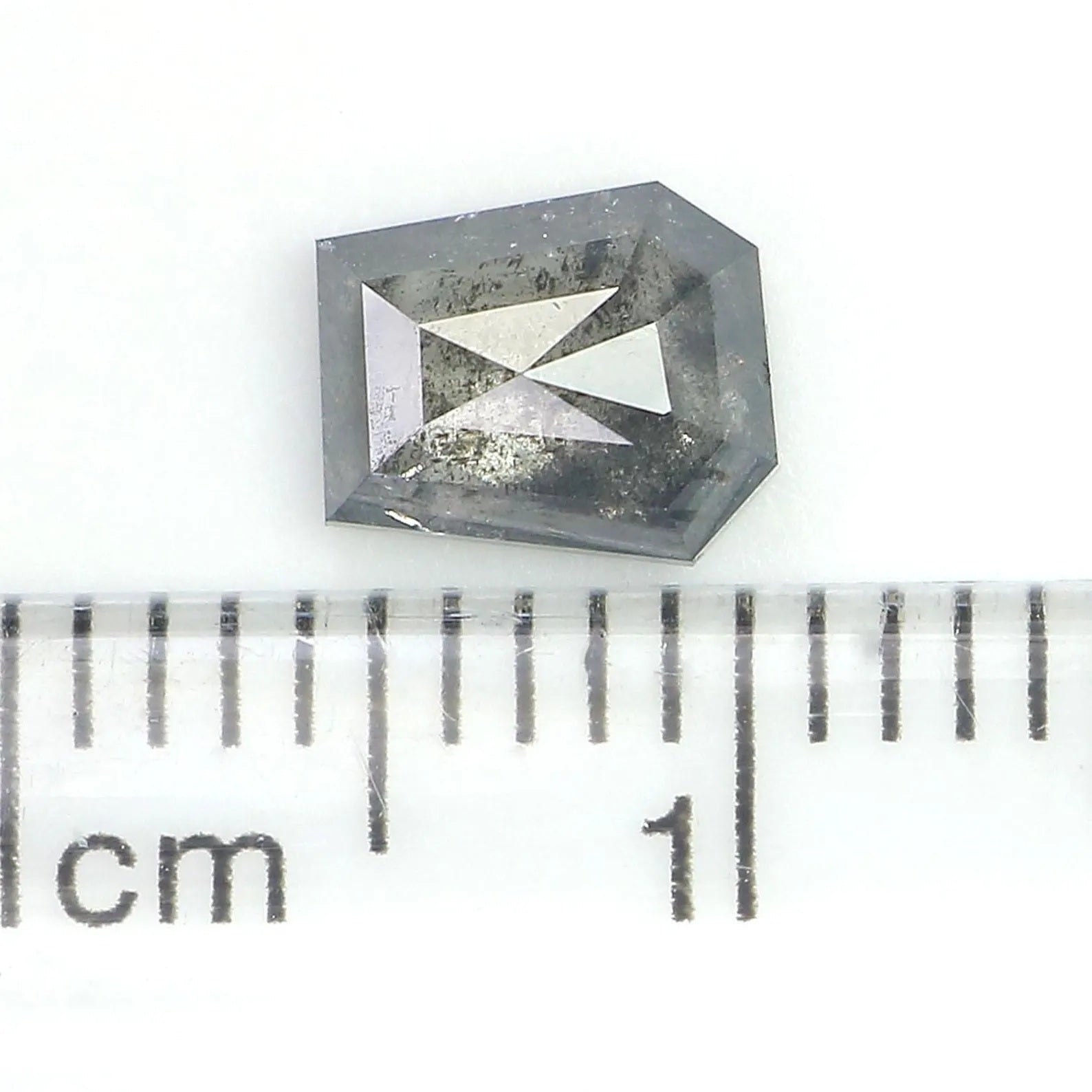 0.96 CT Natural Loose Coffin Shape Diamond Salt And Pepper Coffin Cut Diamond 6.25 MM Black Grey Color Coffin Shape Rose Cut Diamond QN1097