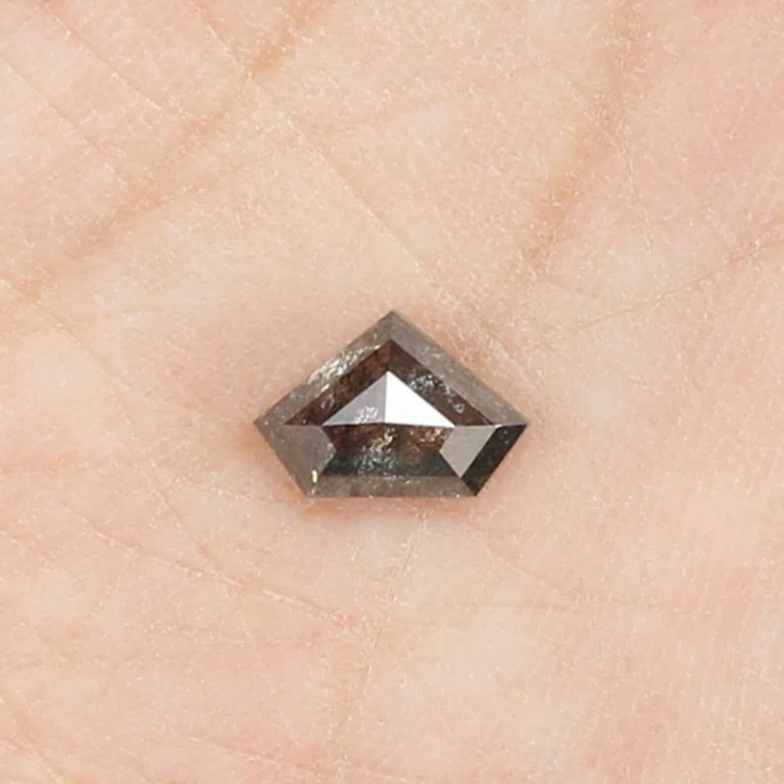 0.84 Ct Natural Loose Shield Cut Diamond Salt And Pepper Shield Diamond 5.20 MM Natural Loose Black Grey Color Shield Rose Cut Diamond QN943