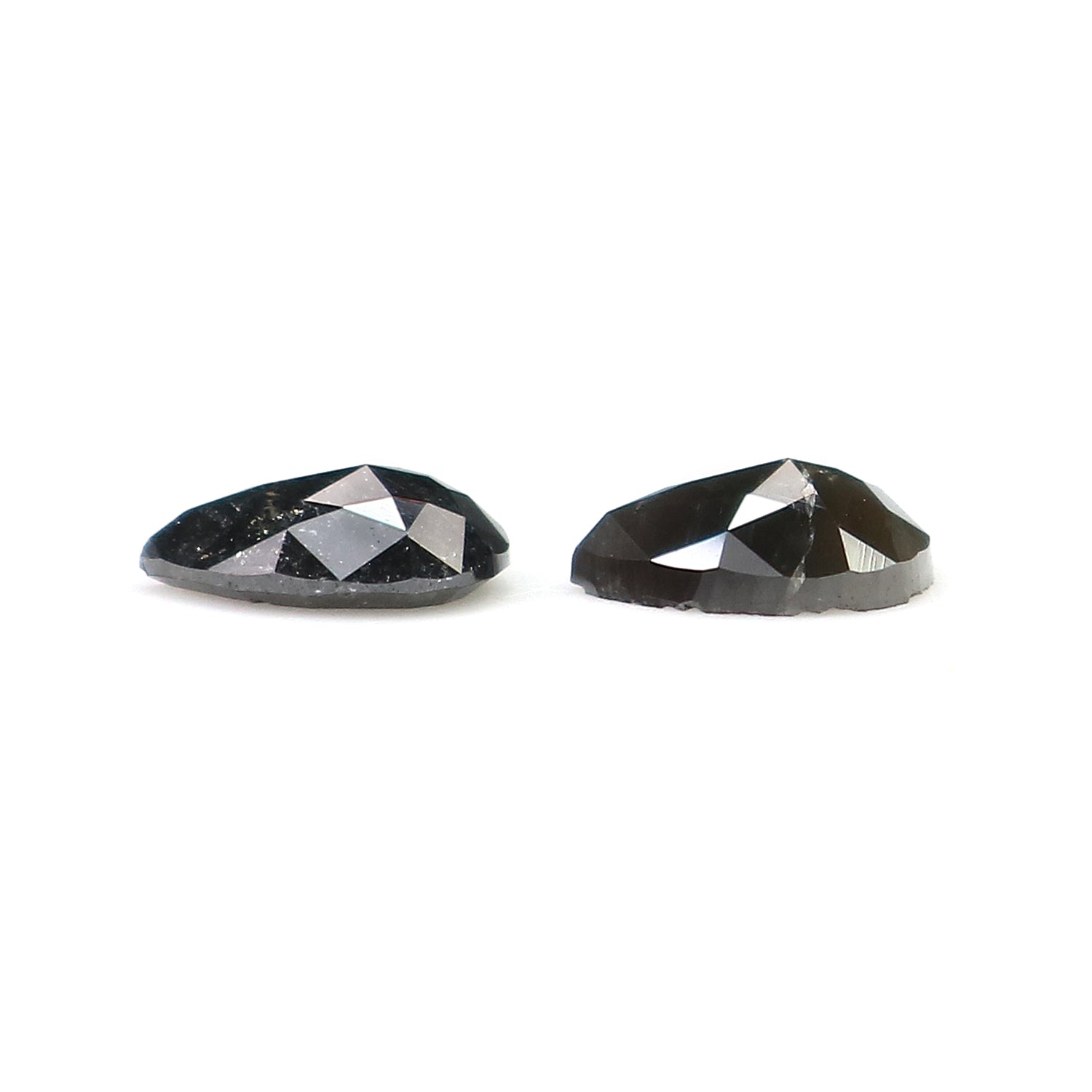 0.73 CT Natural Loose Pear Cut Pair Diamond Salt And Pepper Pear Shape Diamond 5.65 MM Natural Black Grey Color Pear Rose Cut Diamond KQ2386