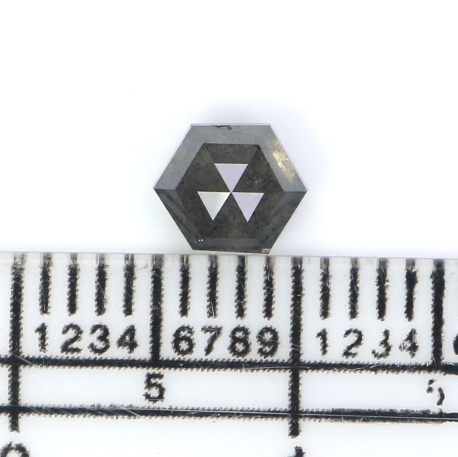0.88 CT Natural Loose Hexagon Shape Diamond Salt And Pepper Hexagon Cut Diamond 5.65 MM Natural Black Grey Hexagon Rose Cut Diamond QL2859