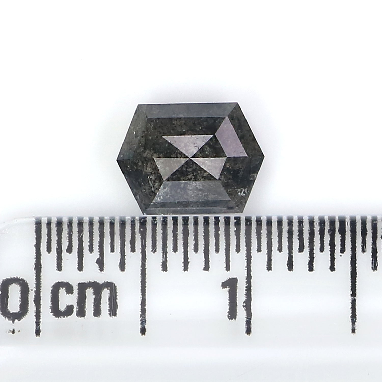 1.07 CT Natural Loose Hexagon Cut Diamond Salt And Pepper Hexagon Diamond 7.05 MM Natural Loose Black Grey Color Hexagon Cut Diamond LQ2950