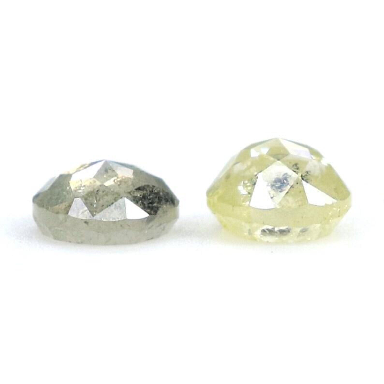 0.77 CT Natural Loose Round Shape Pair Diamond Grey Color Round Diamond 4.20 MM Natural Diamond Yellow Color Round Rose Cut Diamond NQ8062