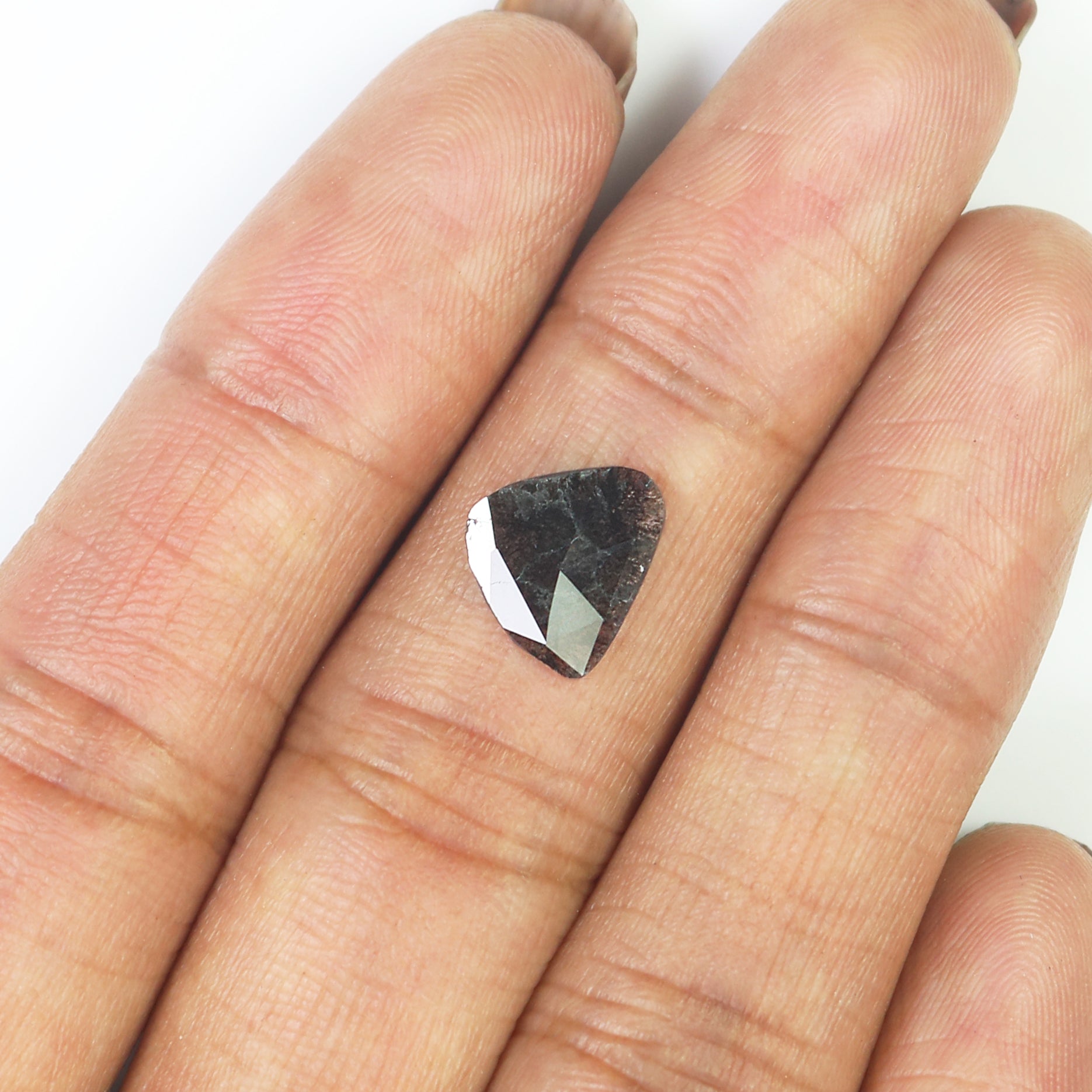 Natural Slice Salt and Pepper Diamond 0.79 CT Loose Rose Cut Black Grey Stone 9.60 MM Rustic Diamond For Custom Engagement Ring L3667