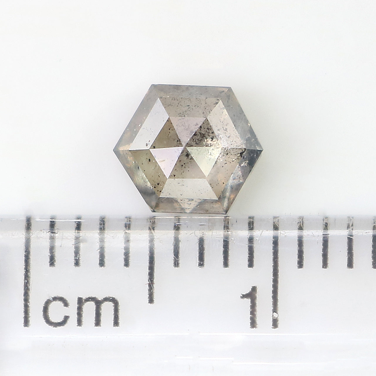 0.77 CT Natural Loose Hexagon Shape Diamond Salt And Pepper Hexagon Shape Diamond 5.95 MM Black Grey Color Hexagon Rose Cut Diamond QL9543