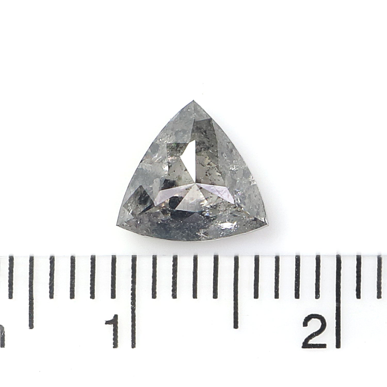 1.62 CT Natural Loose Triangle Shape Diamond Salt And Pepper Triangle Cut Diamond 7.05 MM Black Grey Color Triangle Rose Cut Diamond L3538