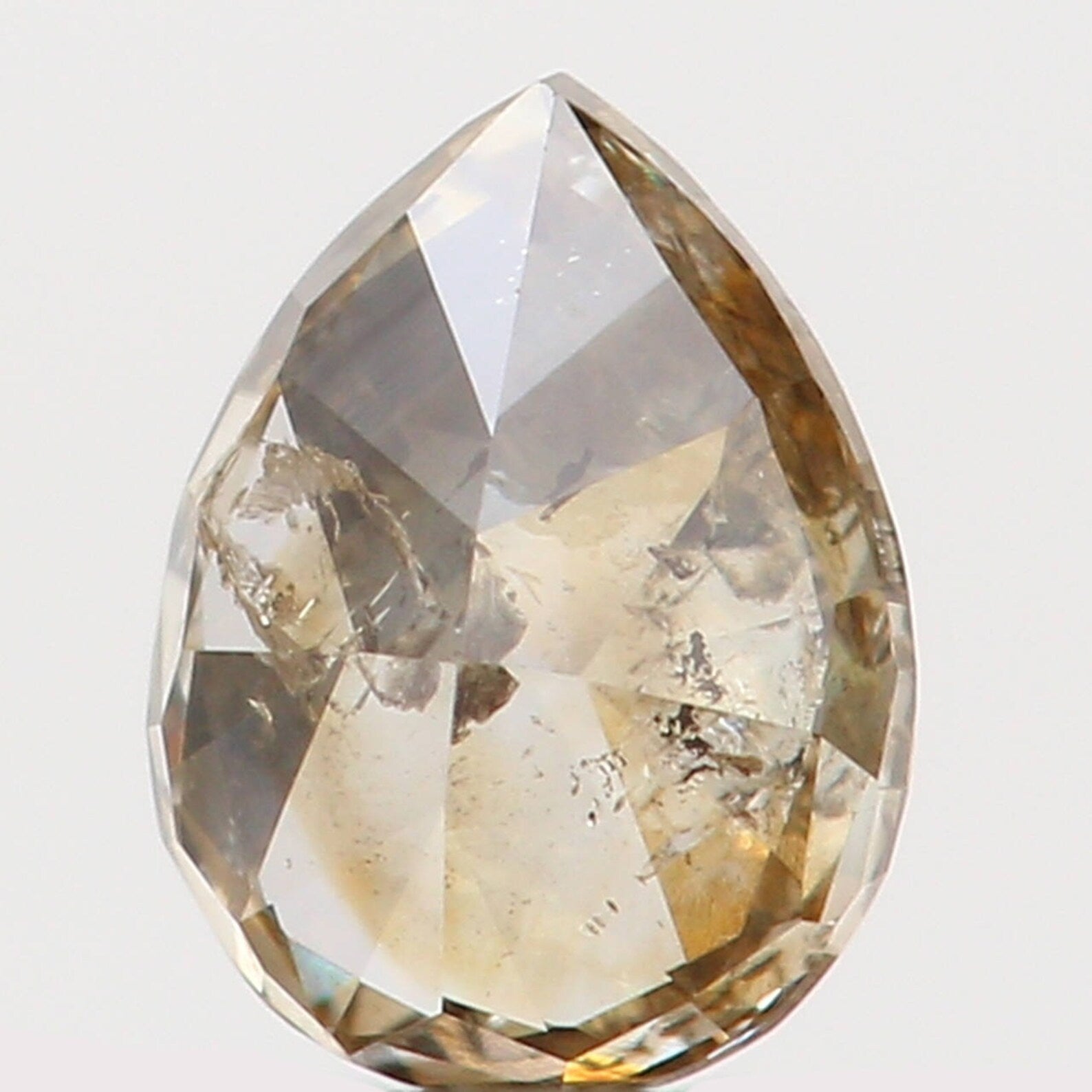 0.19 Ct Natural Loose Diamond Pear Greenish Brown Color I2 Clarity 4.20 MM N7258