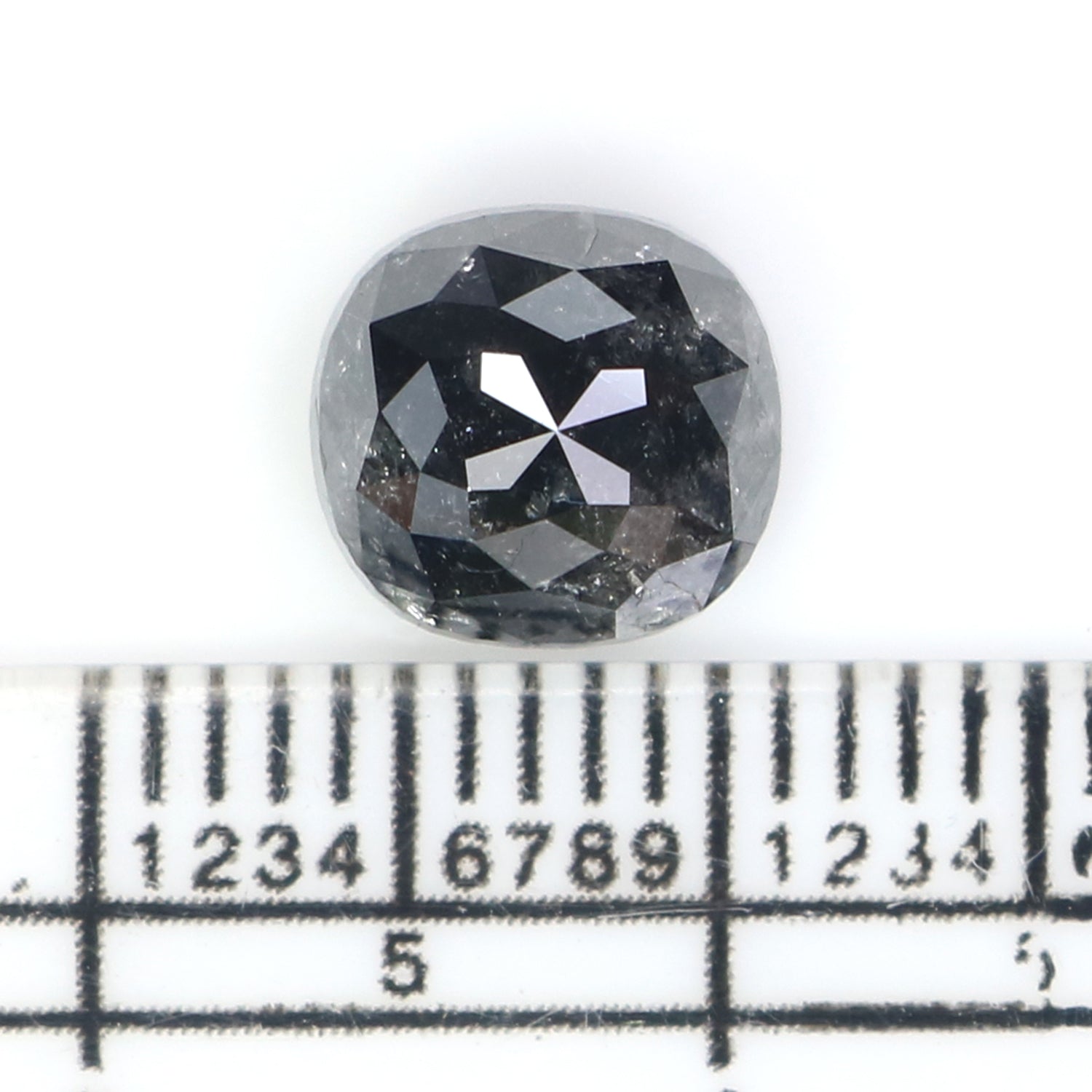 2.66 CT Natural Loose Cushion Shape Diamond Salt And Pepper Cushion Shape Diamond 7.60 MM Black Grey Color Cushion Rose Cut Diamond LQ2835