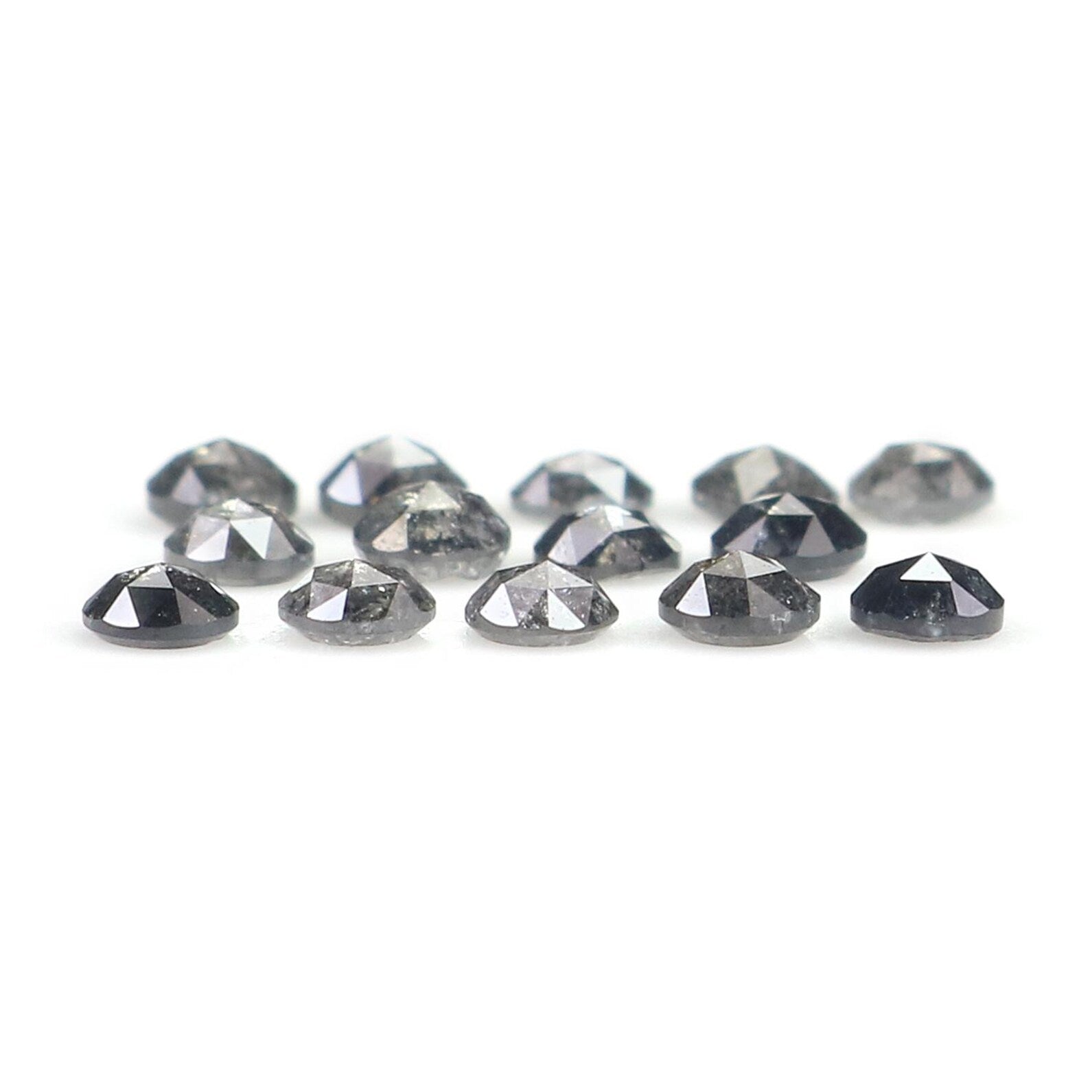 0.97 CT Natural Loose Round Cut Diamond Salt And Pepper Diamond 2.45 MM Natural Loose Diamond Black Grey Color Round Rose Cut Diamond NQ2348