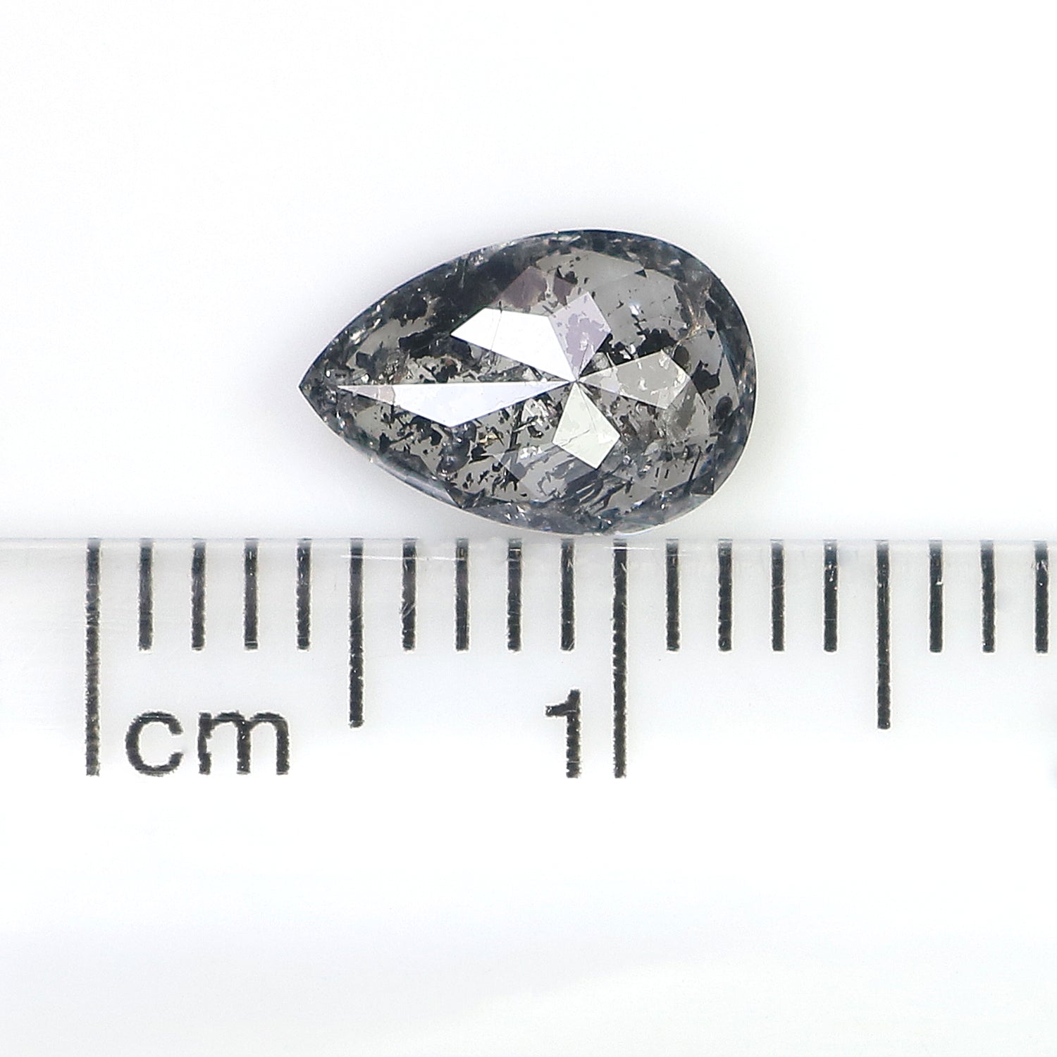 1.09 CT Natural Loose Pear Shape Diamond Salt And Pepper Pear Cut Diamond 8.70 MM Natural Black Grey Color Pear Rose Cut Diamond L3414