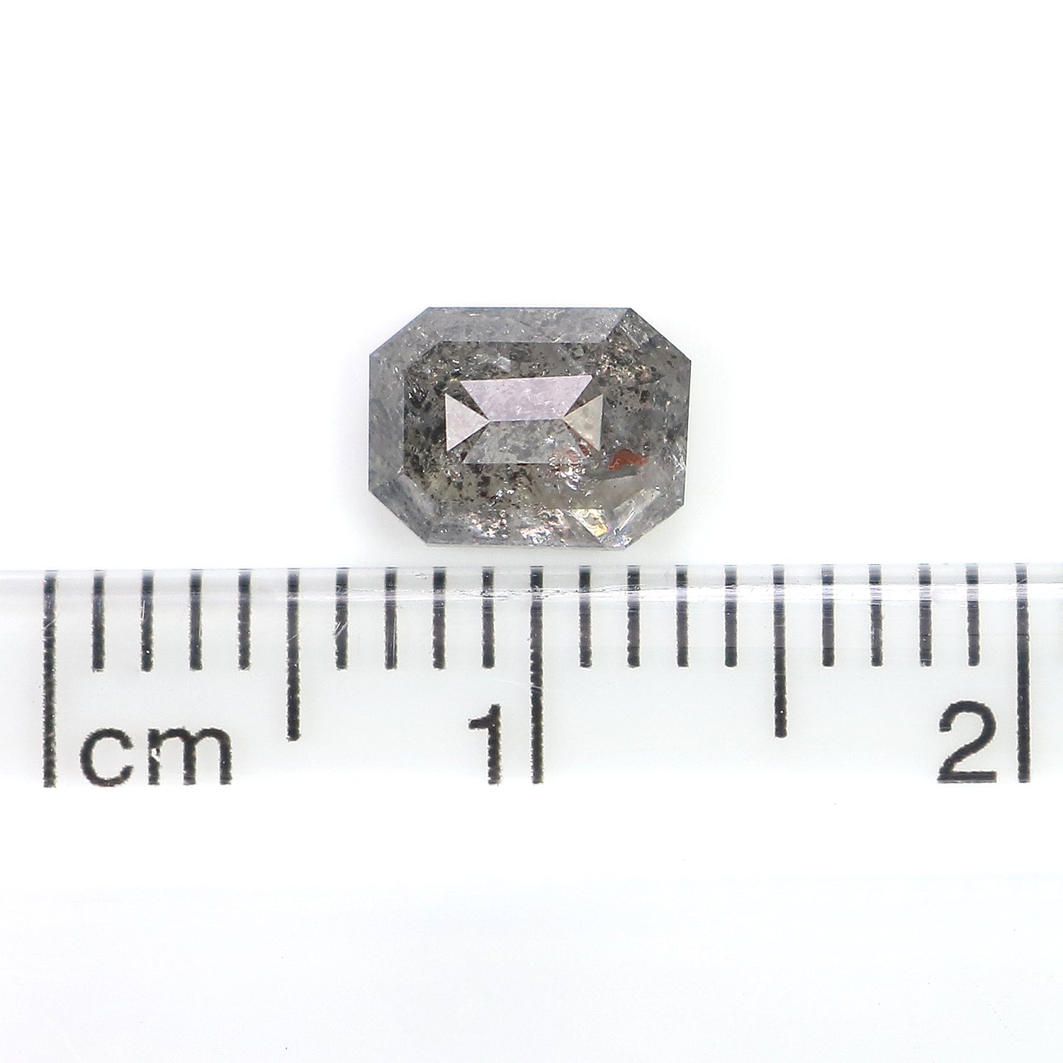 0.95 CT Natural Loose Emerald Shape Diamond Salt And Pepper Emerald Shape Diamond 6.65 MM Black Grey Color Emerald Rose Cut Diamond LQ2017