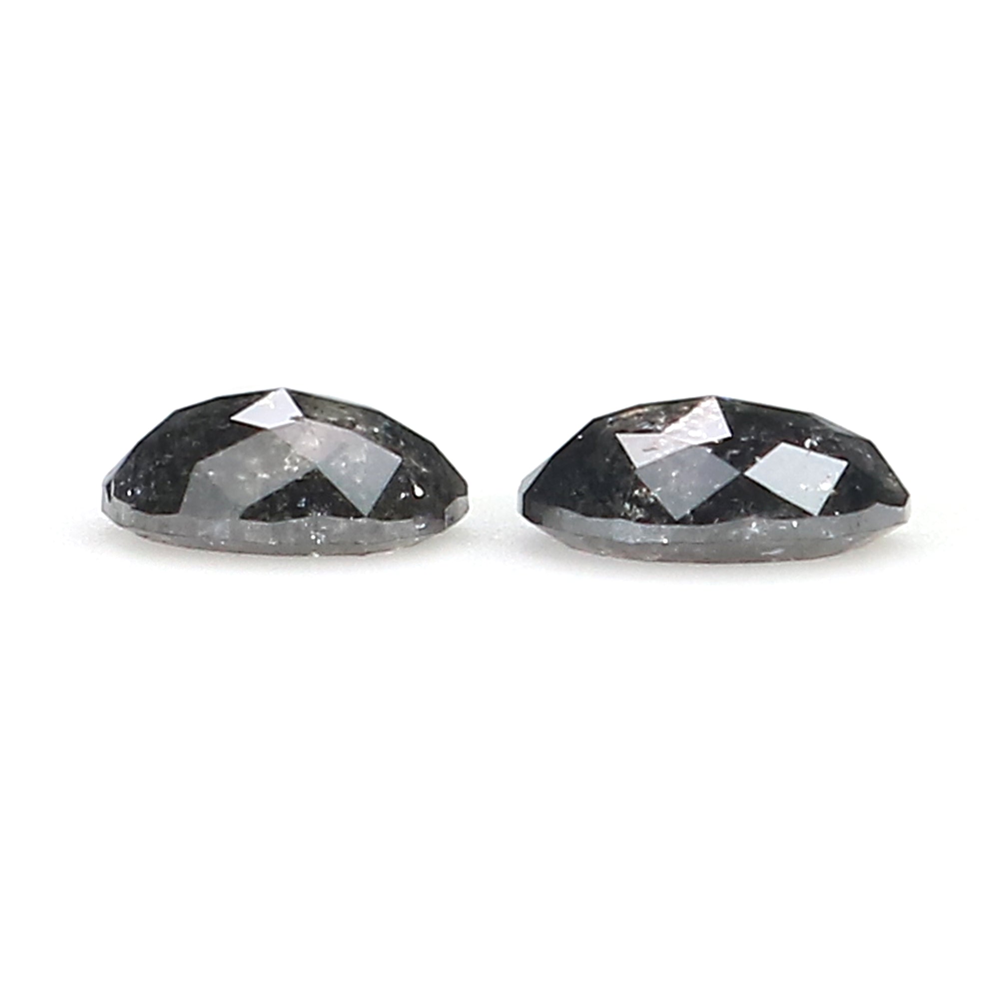 0.48 CT Natural Loose Oval Cut Pair Diamond Salt And Pepper Oval Shape Diamond 4.60 MM Natural Black Grey Color Oval Rose Cut Diamond LQ2764
