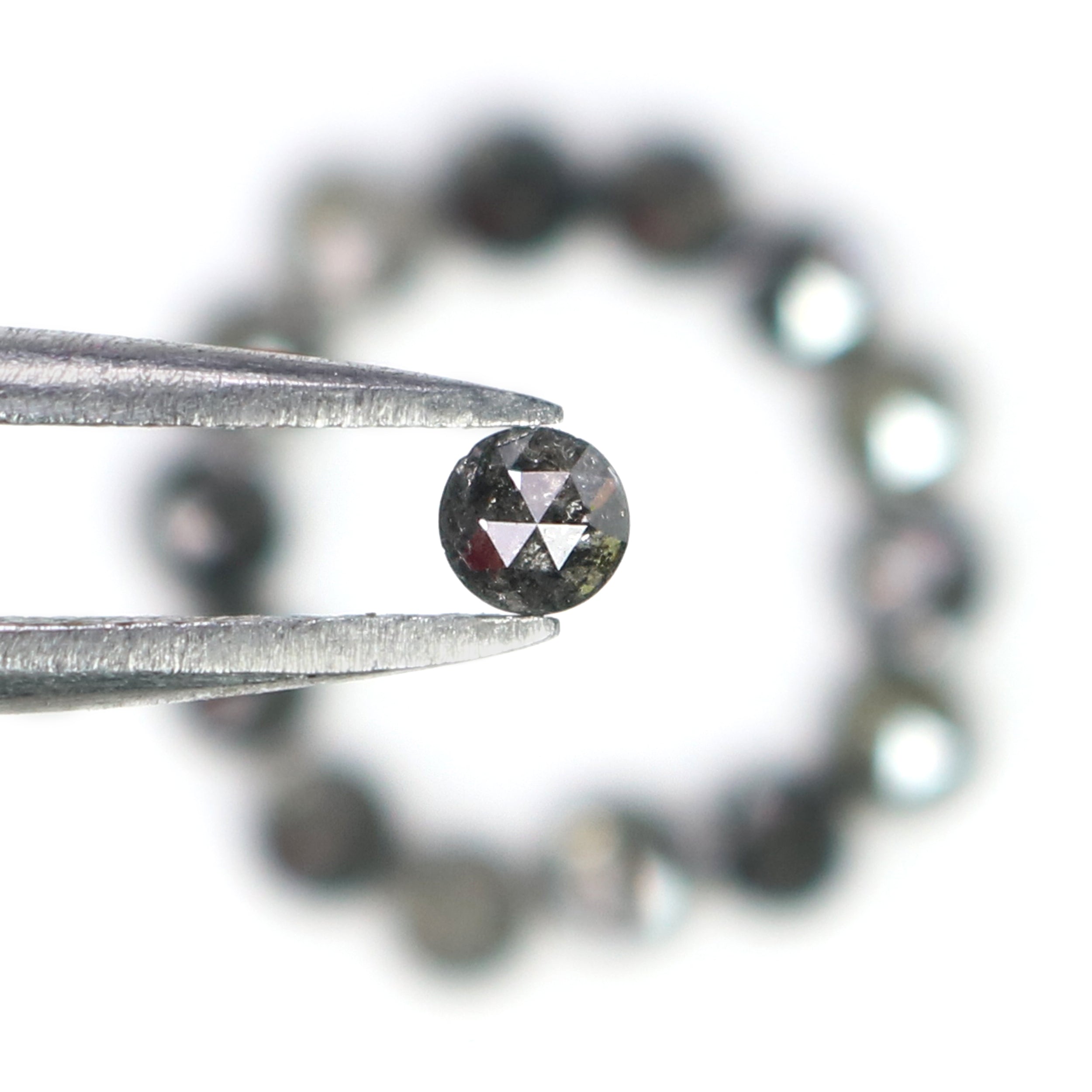 1.45 Ct Natural Loose Round Rose Cut Diamond Salt And Pepper Round Shape Diamond 2.70 MM Natural Black Grey Color Rose Cut Diamond L1822
